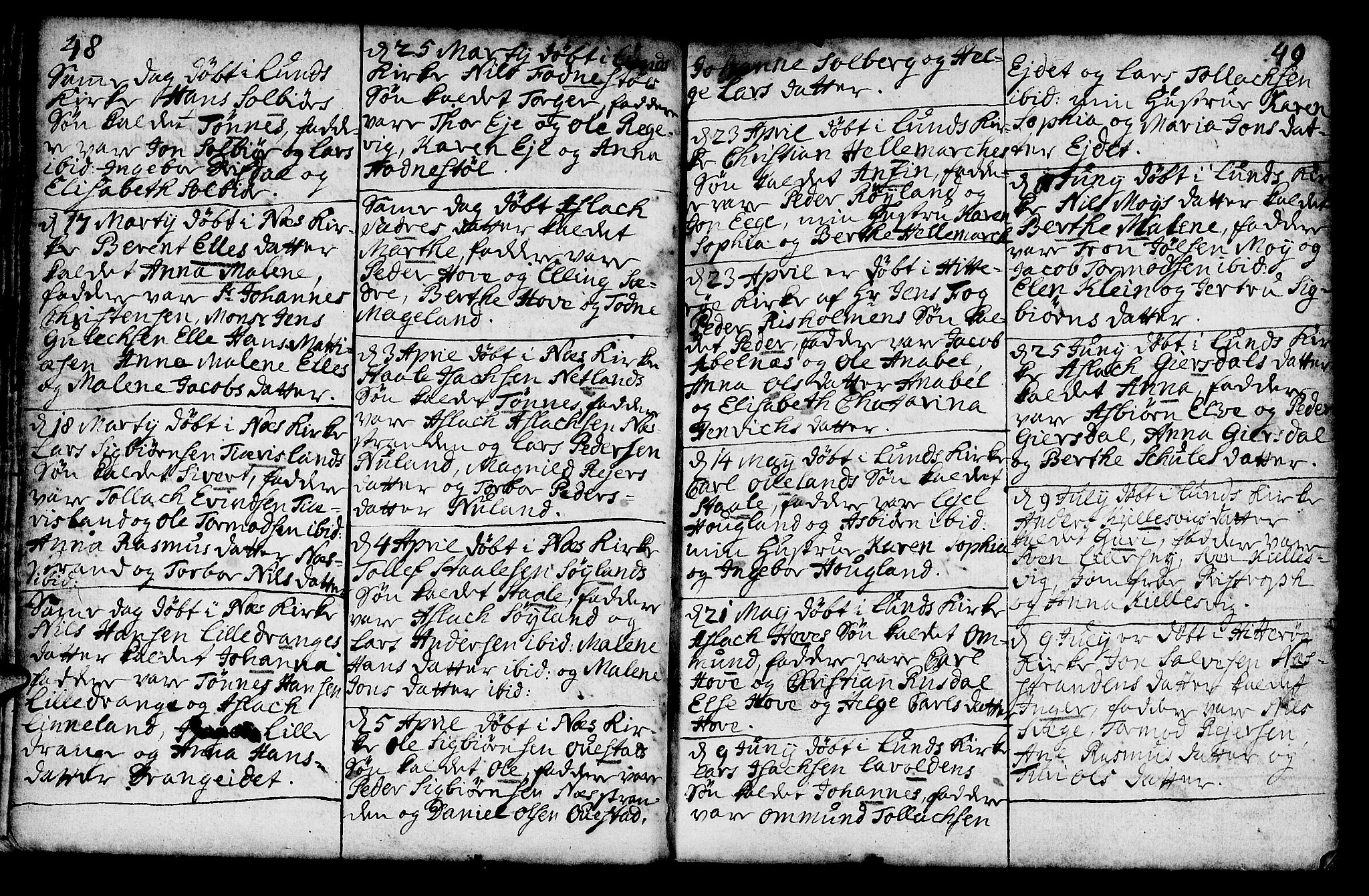 Lund sokneprestkontor, AV/SAST-A-101809/S06/L0002: Parish register (official) no. A 2, 1738-1760, p. 48-49