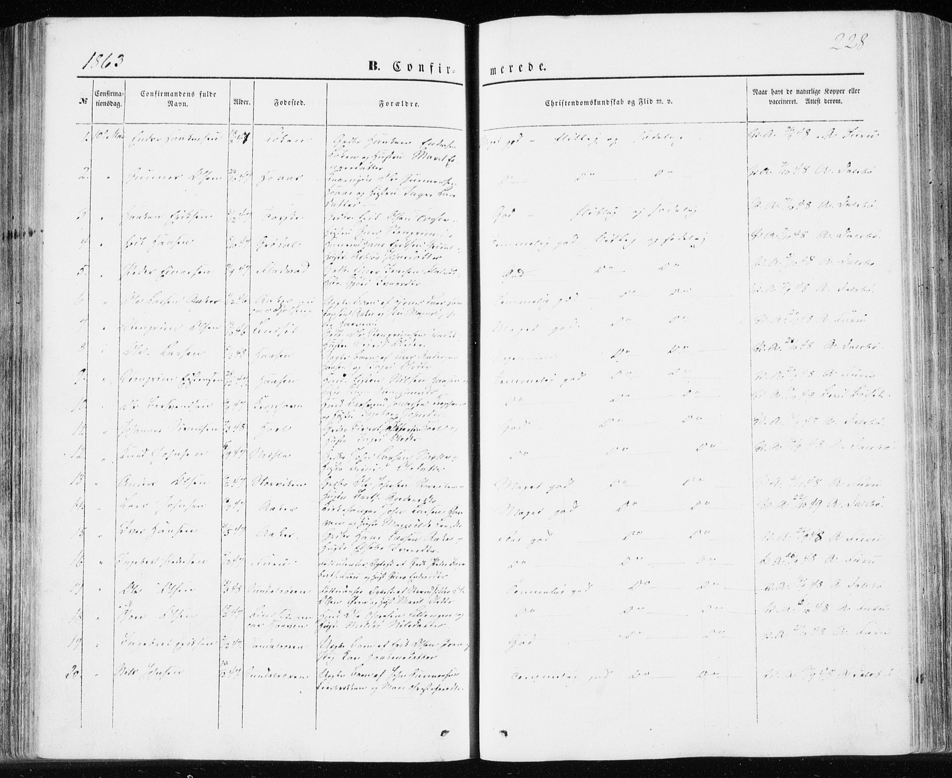 Ministerialprotokoller, klokkerbøker og fødselsregistre - Møre og Romsdal, SAT/A-1454/590/L1013: Parish register (official) no. 590A05, 1847-1877, p. 228