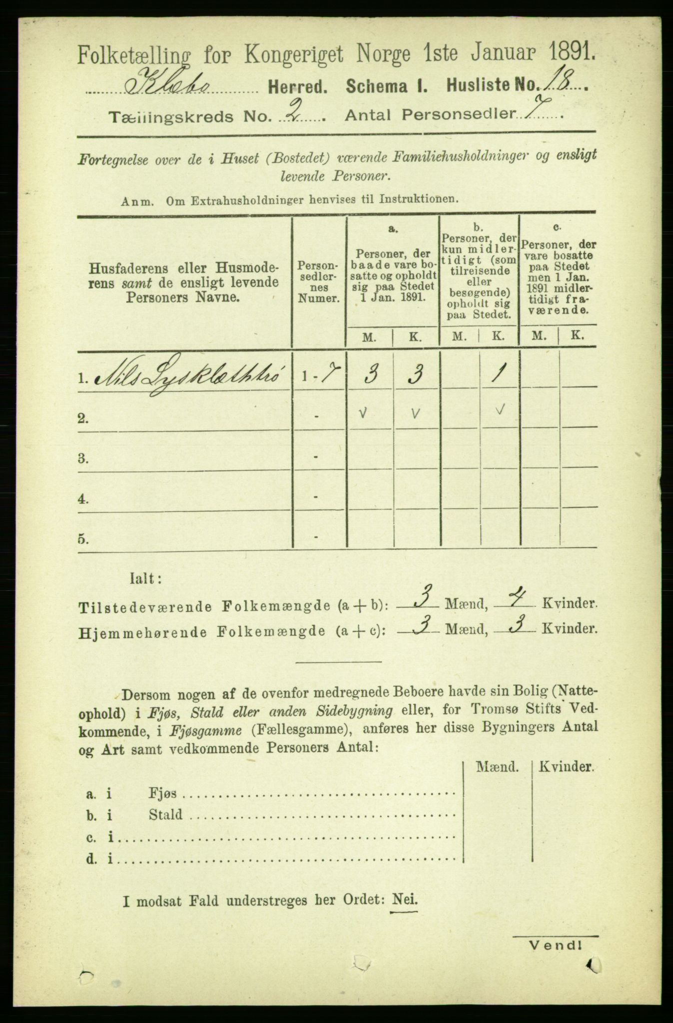 RA, 1891 census for 1662 Klæbu, 1891, p. 206