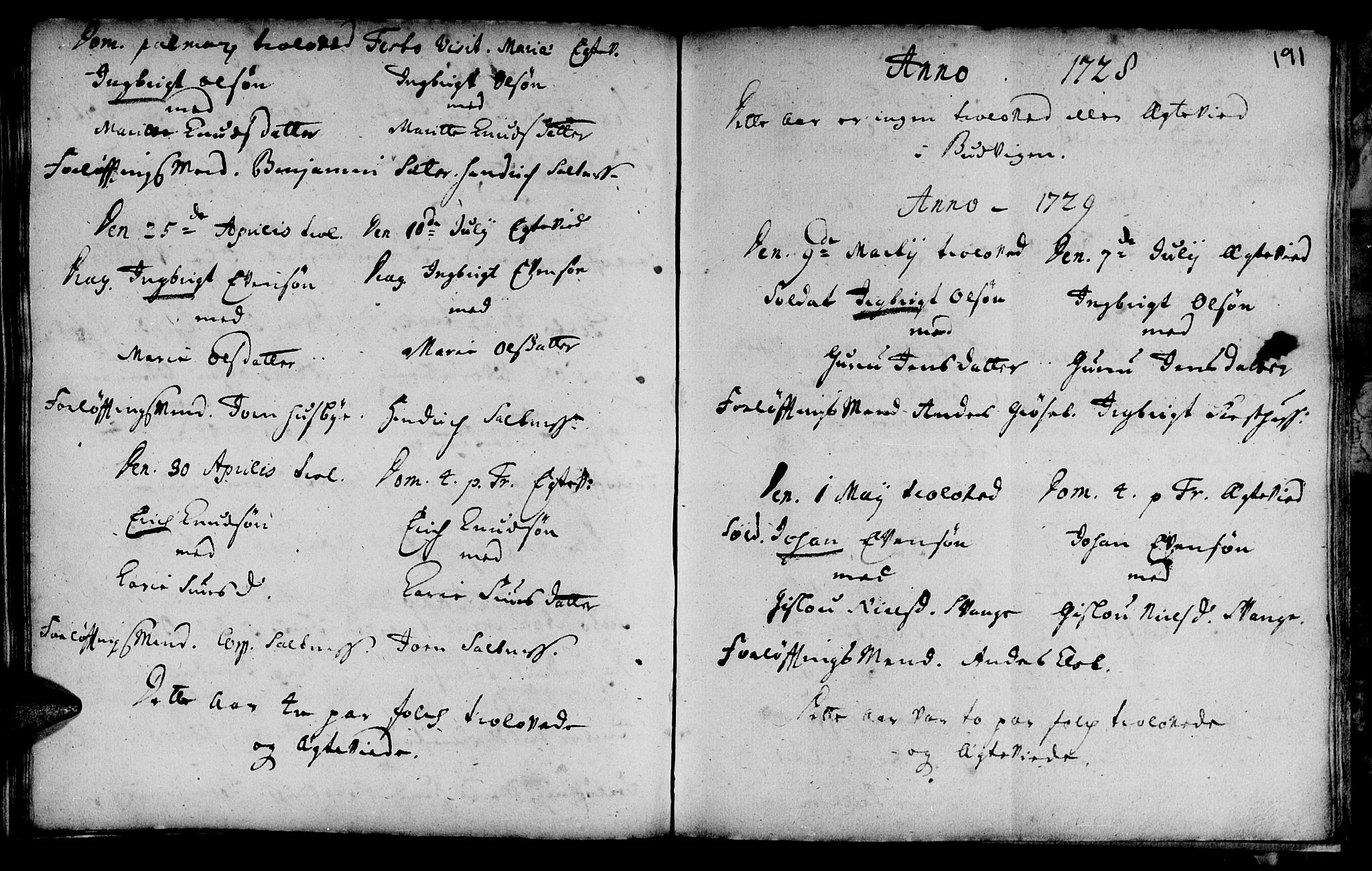 Ministerialprotokoller, klokkerbøker og fødselsregistre - Sør-Trøndelag, SAT/A-1456/666/L0783: Parish register (official) no. 666A01, 1702-1753, p. 191