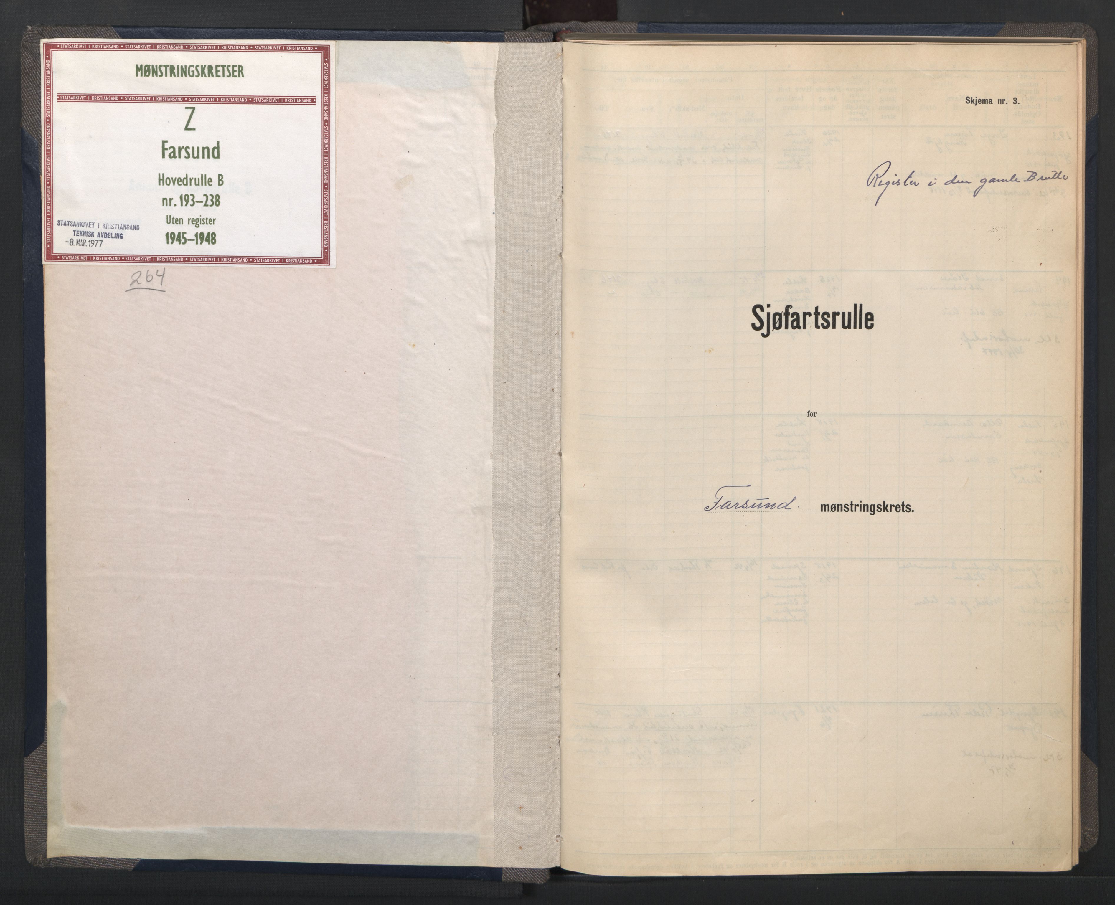 Farsund mønstringskrets, SAK/2031-0017/F/Fb/L0025: Hovedrulle B nr 193-238 uten register, Z-17, 1945-1948, p. 2