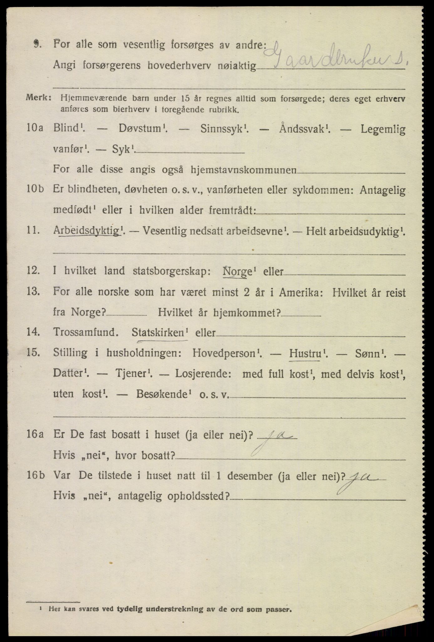 SAK, 1920 census for Grindheim, 1920, p. 1396