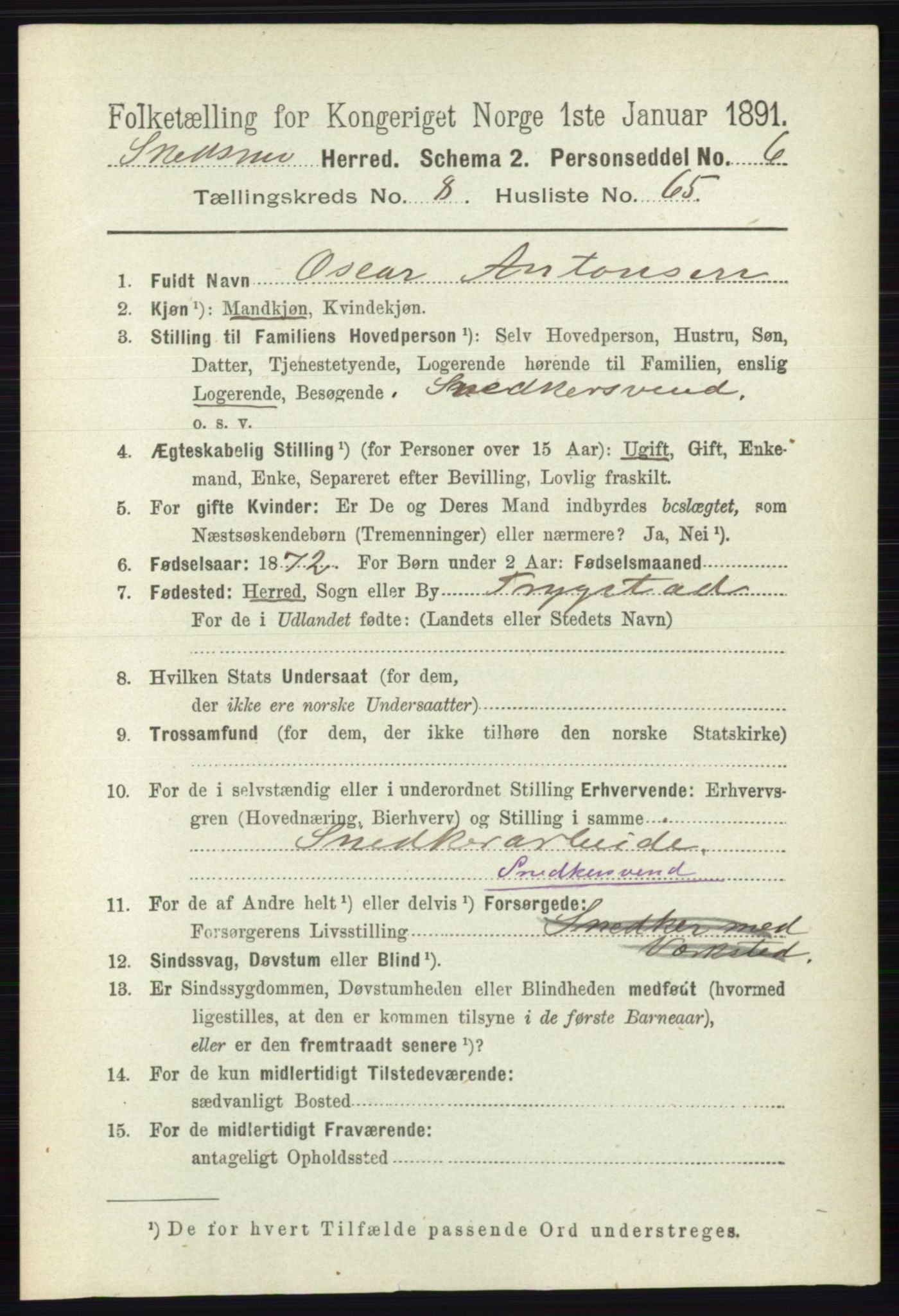 RA, 1891 census for 0231 Skedsmo, 1891, p. 4641