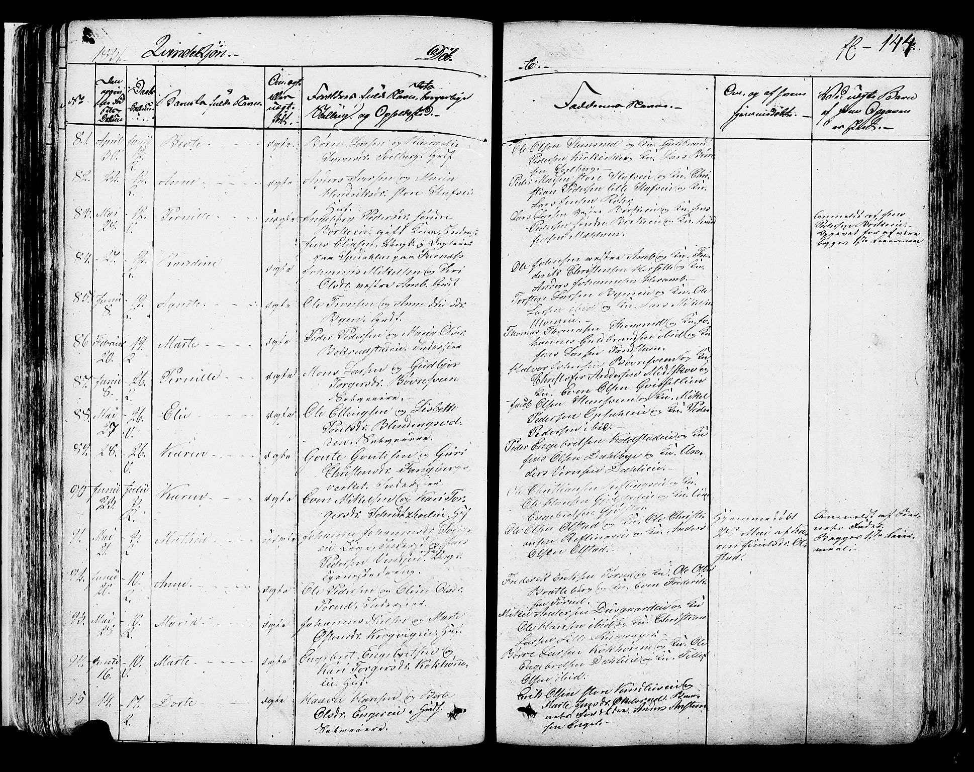 Ringsaker prestekontor, AV/SAH-PREST-014/K/Ka/L0007: Parish register (official) no. 7A, 1826-1837, p. 144