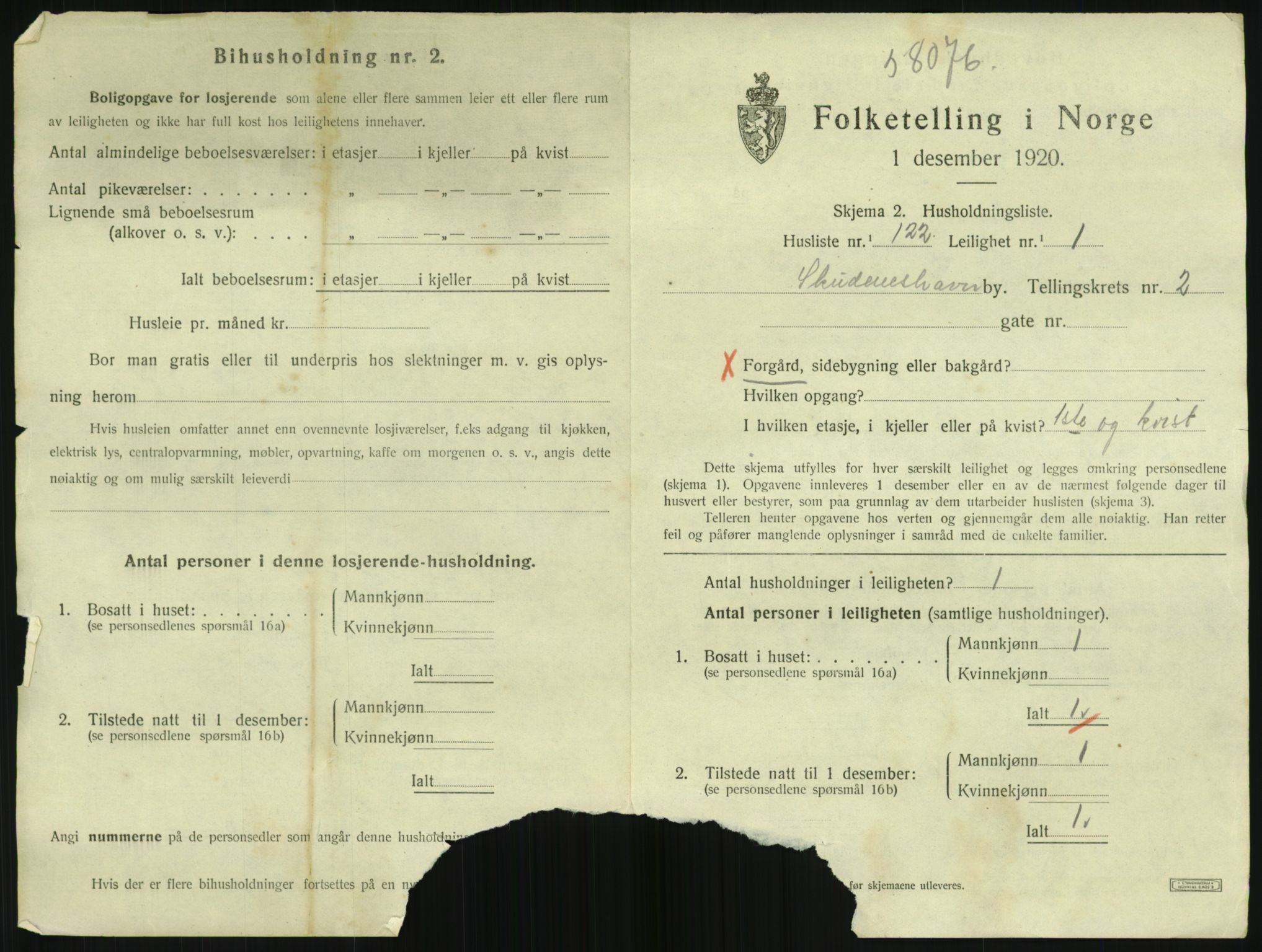 SAST, 1920 census for Skudeneshavn, 1920, p. 1117