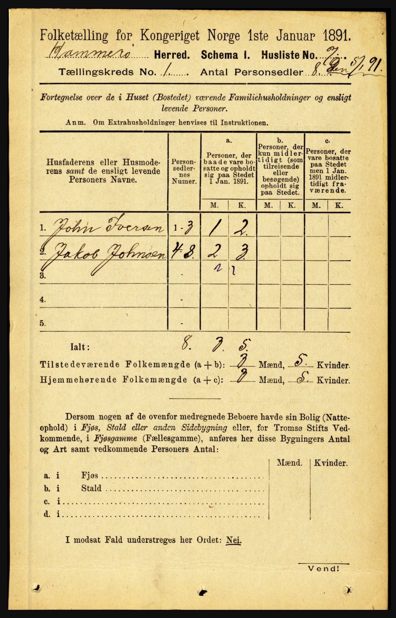 RA, 1891 census for 1849 Hamarøy, 1891, p. 24