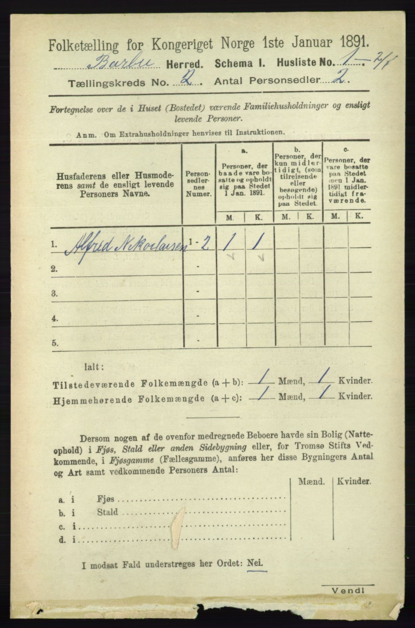 RA, 1891 census for 0990 Barbu, 1891, p. 843