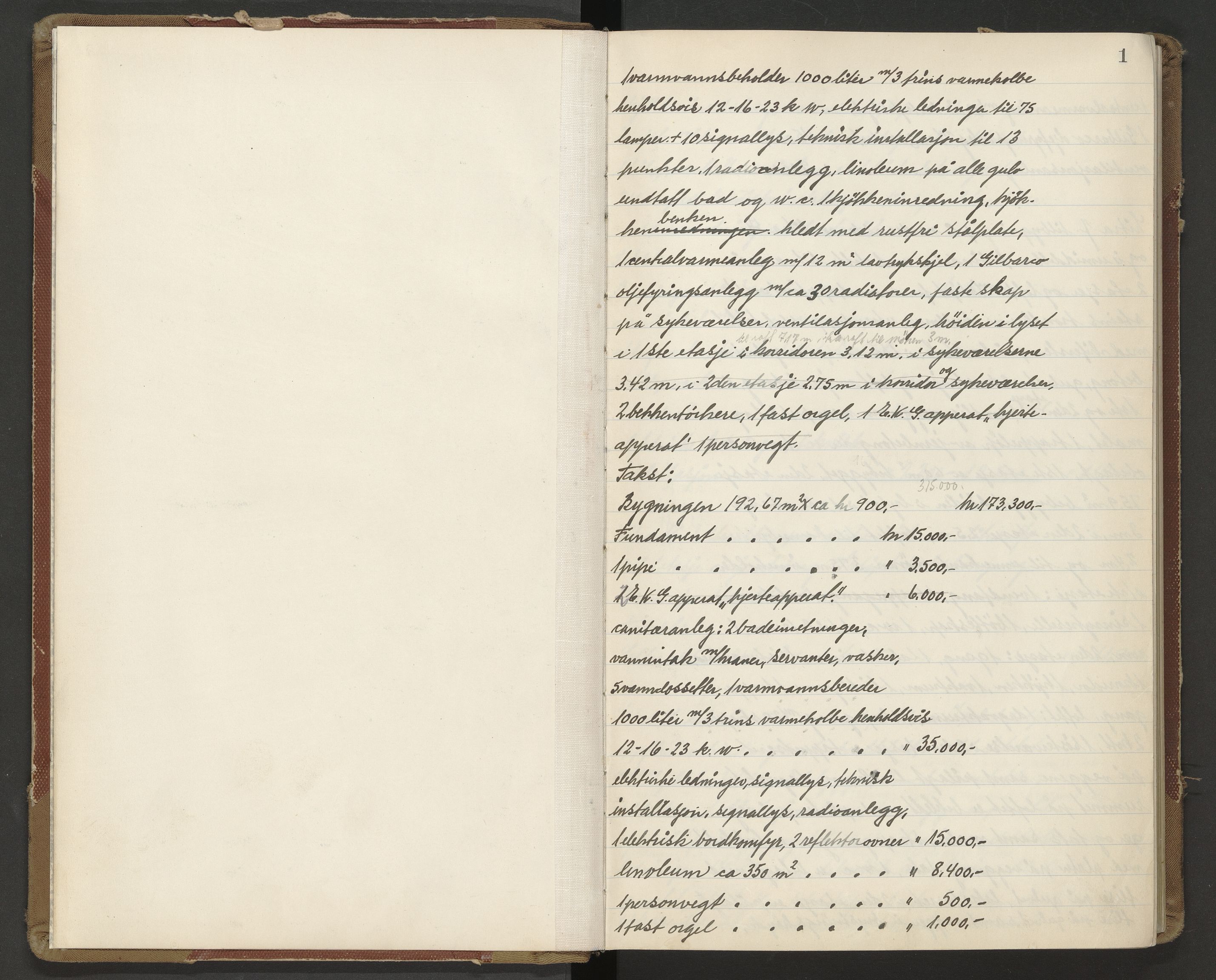 Norges Brannkasse Kristiansund, AV/SAT-A-4776/A/L0020: Branntakstprotokoll, 1951-1954, p. 1