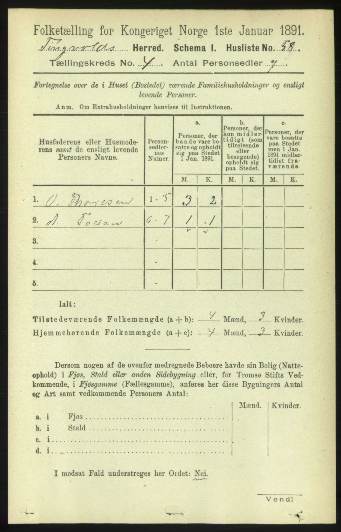 RA, 1891 census for 1560 Tingvoll, 1891, p. 1589