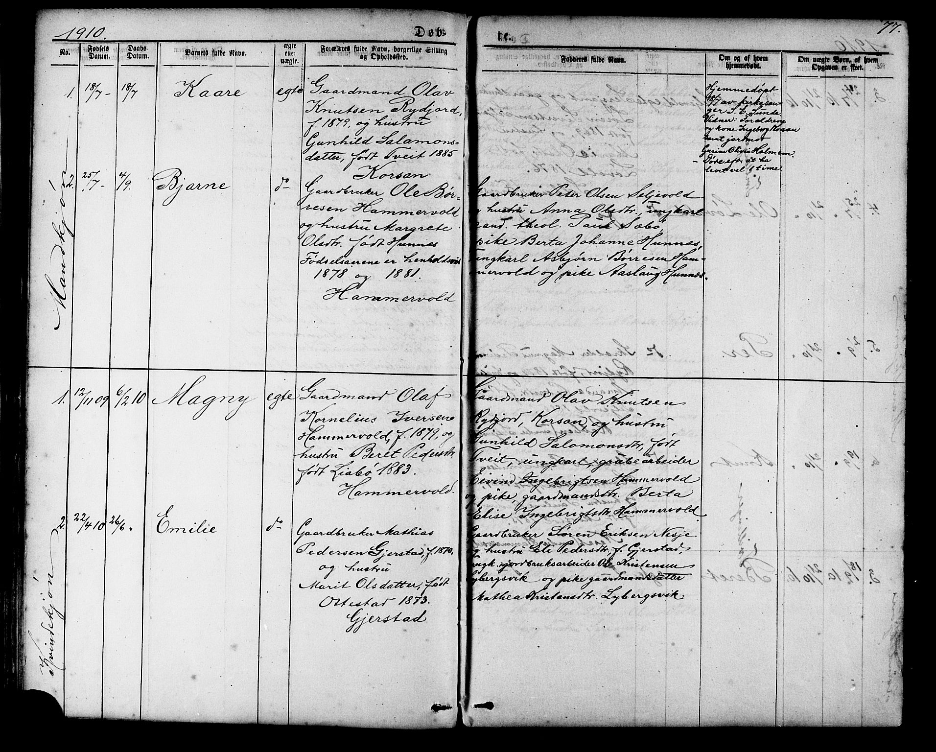 Ministerialprotokoller, klokkerbøker og fødselsregistre - Møre og Romsdal, SAT/A-1454/548/L0614: Parish register (copy) no. 548C02, 1867-1917, p. 77