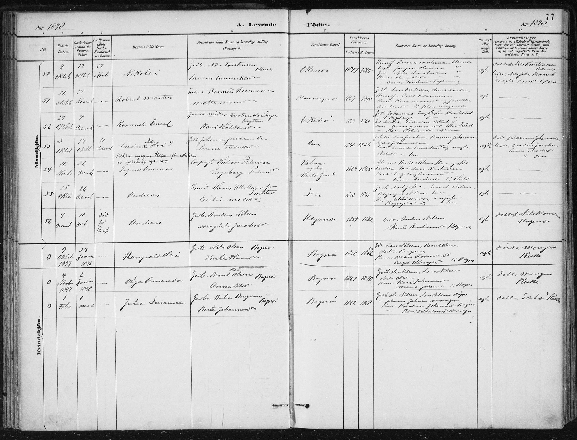 Herdla Sokneprestembete, SAB/A-75701/H/Haa: Parish register (official) no. A 4, 1891-1905, p. 77