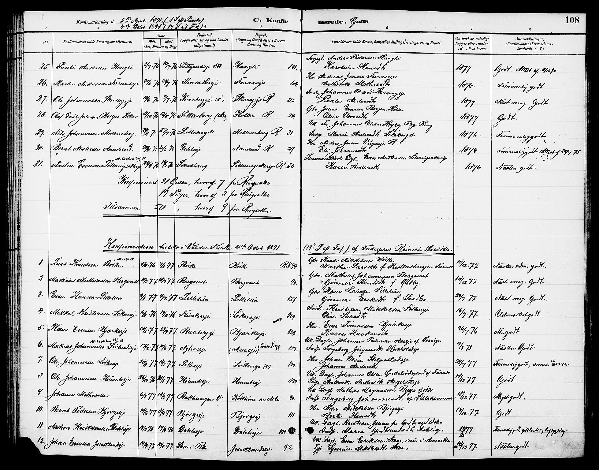 Ringsaker prestekontor, AV/SAH-PREST-014/L/La/L0014: Parish register (copy) no. 14, 1891-1904, p. 108