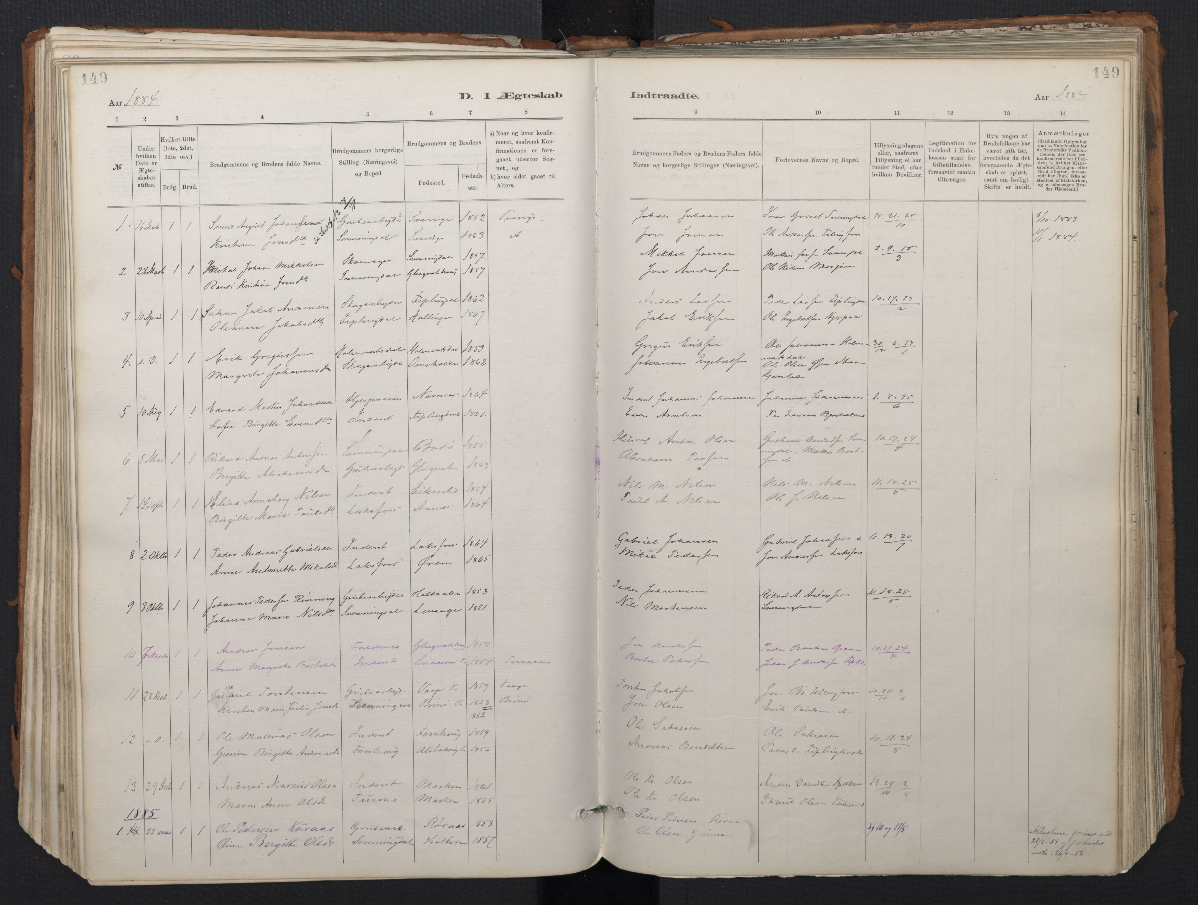 Ministerialprotokoller, klokkerbøker og fødselsregistre - Nordland, SAT/A-1459/824/L0338: Parish register (official) no. 824A01, 1880-1915, p. 149
