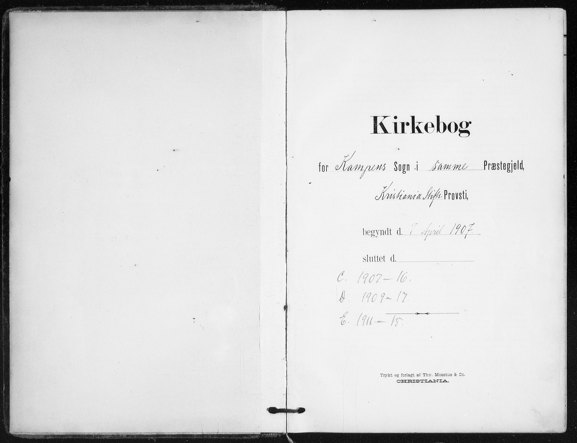 Kampen prestekontor Kirkebøker, SAO/A-10853/F/Fa/L0011: Parish register (official) no. I 11, 1907-1917