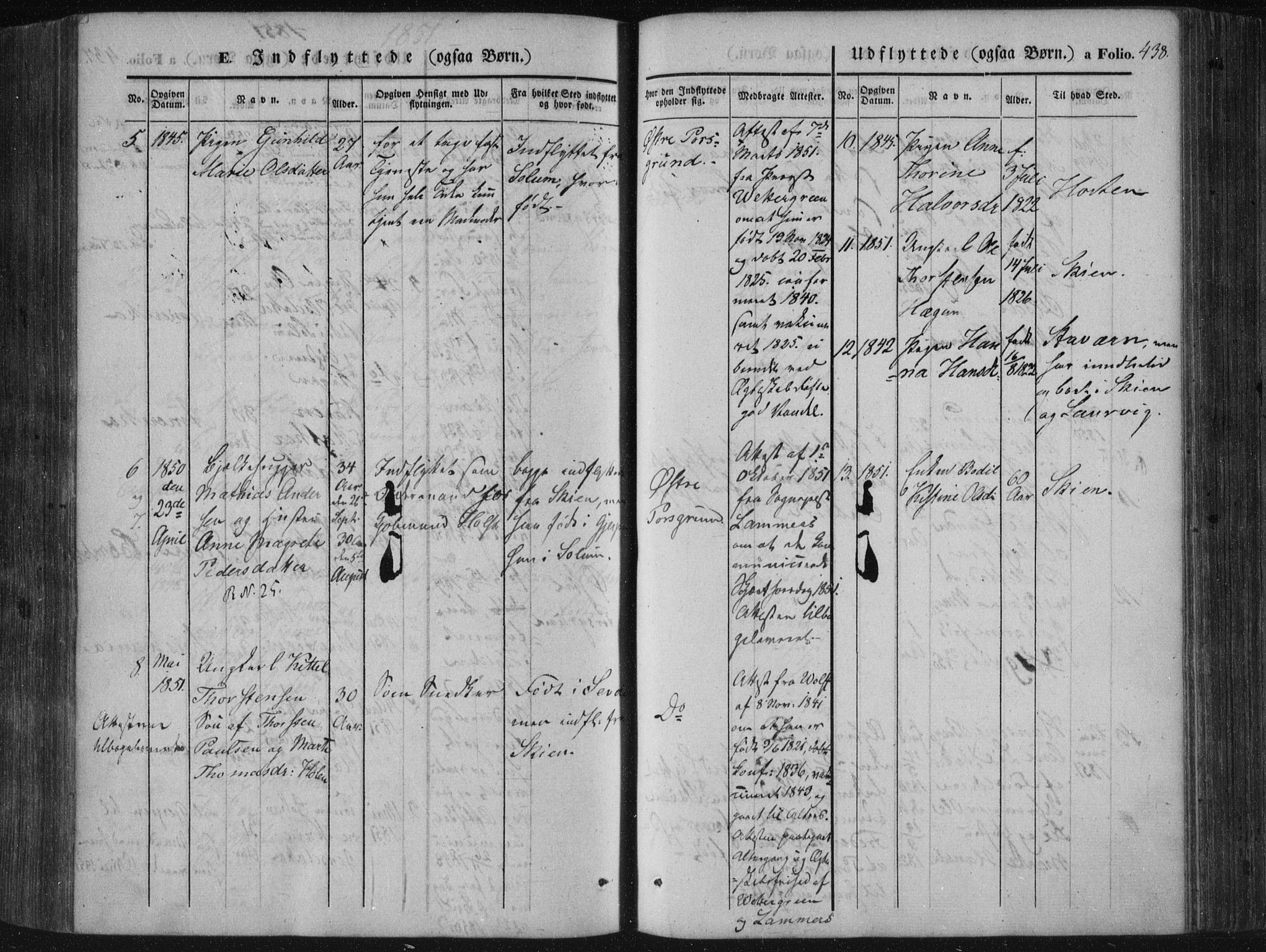 Porsgrunn kirkebøker , SAKO/A-104/F/Fa/L0006: Parish register (official) no. 6, 1841-1857, p. 438