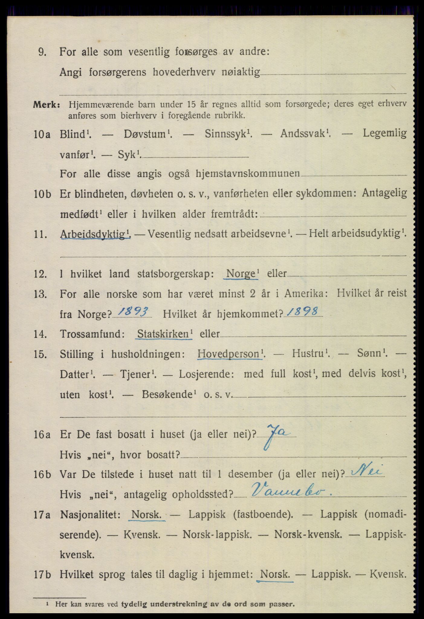 SAT, 1920 census for Overhalla, 1920, p. 5389