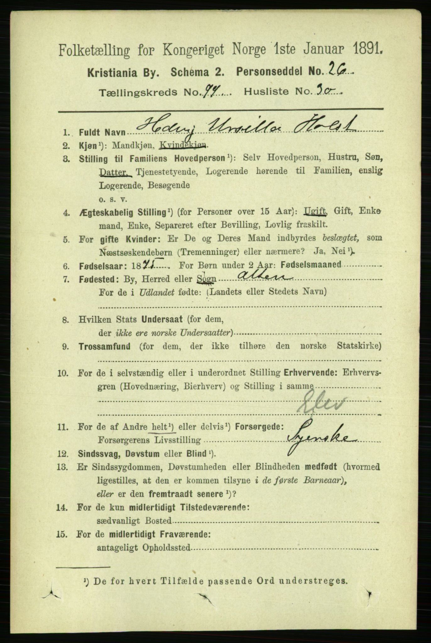 RA, 1891 census for 0301 Kristiania, 1891, p. 49120