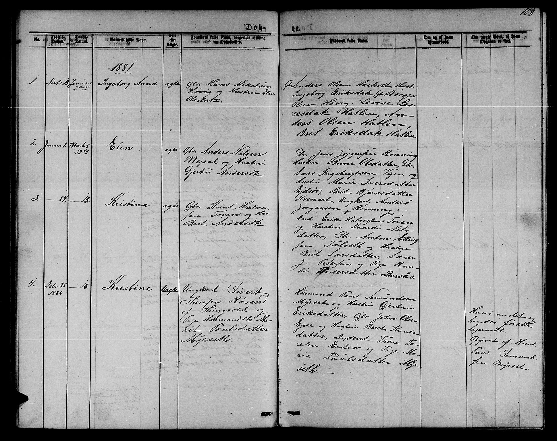 Ministerialprotokoller, klokkerbøker og fødselsregistre - Møre og Romsdal, SAT/A-1454/551/L0630: Parish register (copy) no. 551C02, 1867-1885, p. 108