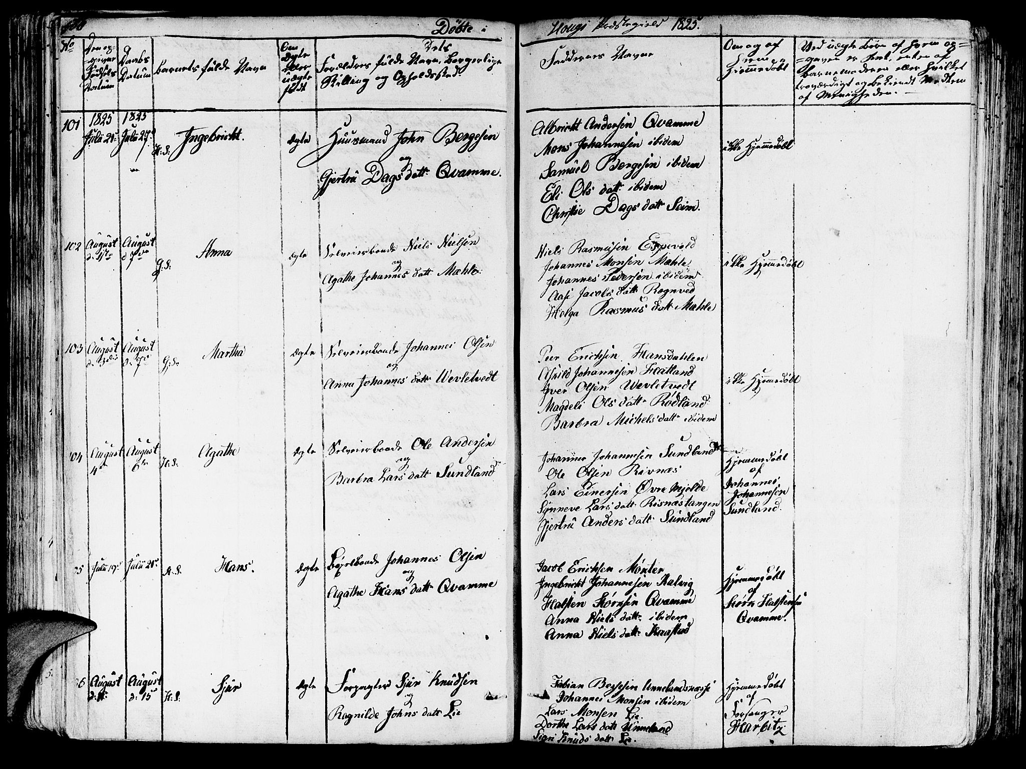 Haus sokneprestembete, SAB/A-75601/H/Haa: Parish register (official) no. A 13, 1821-1827, p. 108