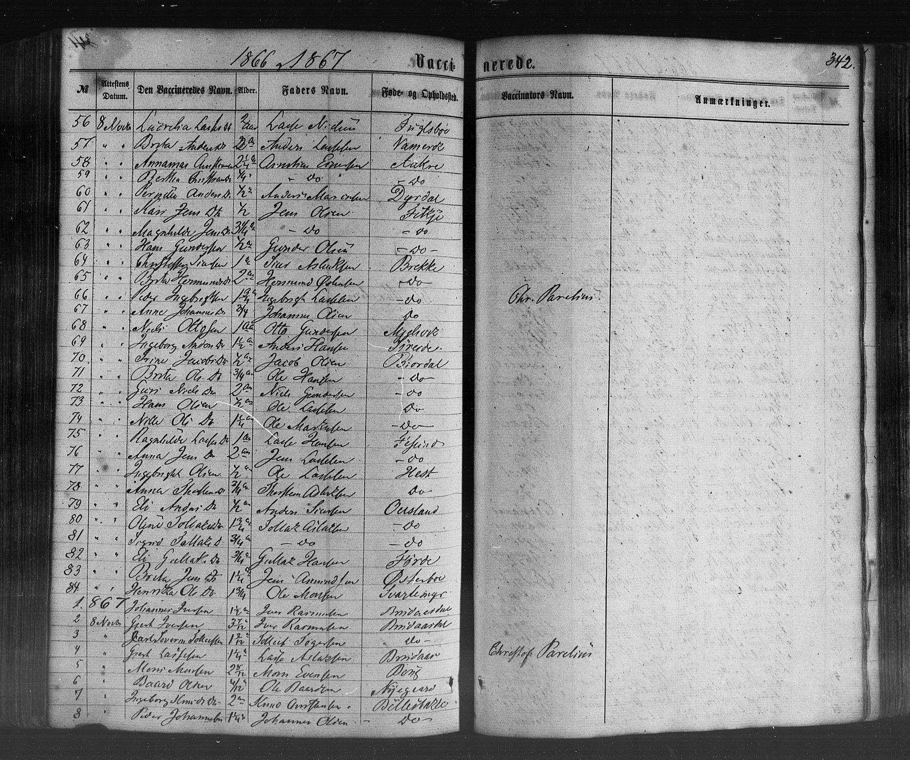 Lavik sokneprestembete, AV/SAB-A-80901: Parish register (official) no. A 4, 1864-1881, p. 342