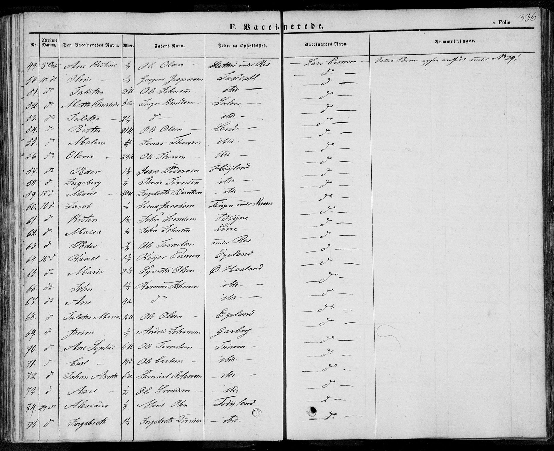Lye sokneprestkontor, SAST/A-101794/001/30BA/L0006: Parish register (official) no. A 5.2, 1842-1855, p. 336