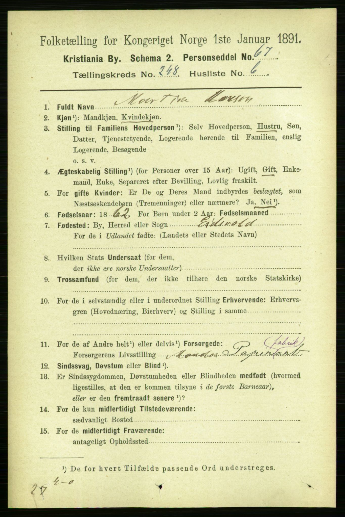 RA, 1891 census for 0301 Kristiania, 1891, p. 151290