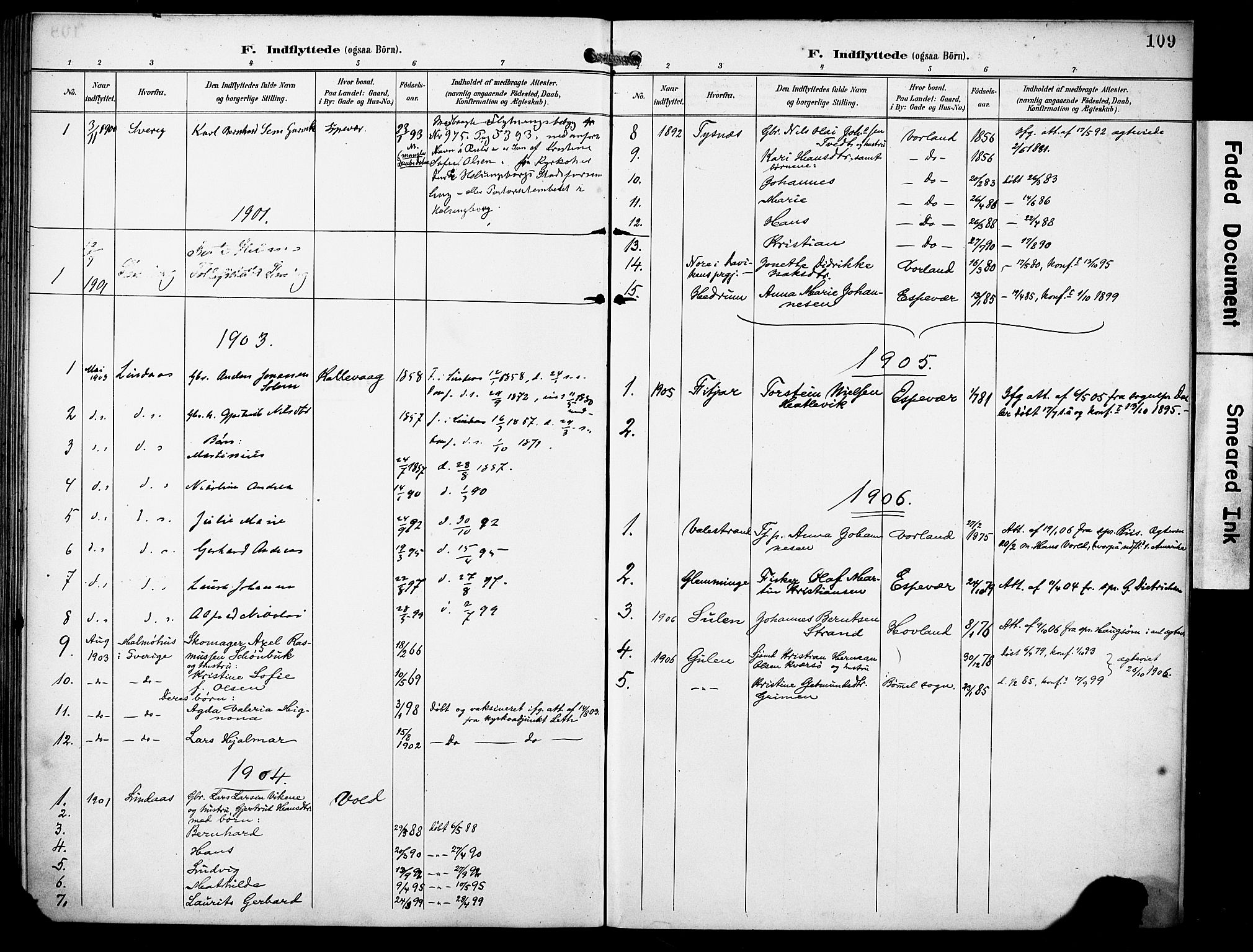 Finnås sokneprestembete, AV/SAB-A-99925/H/Ha/Haa/Haad/L0002: Parish register (official) no. D 2, 1895-1906, p. 109