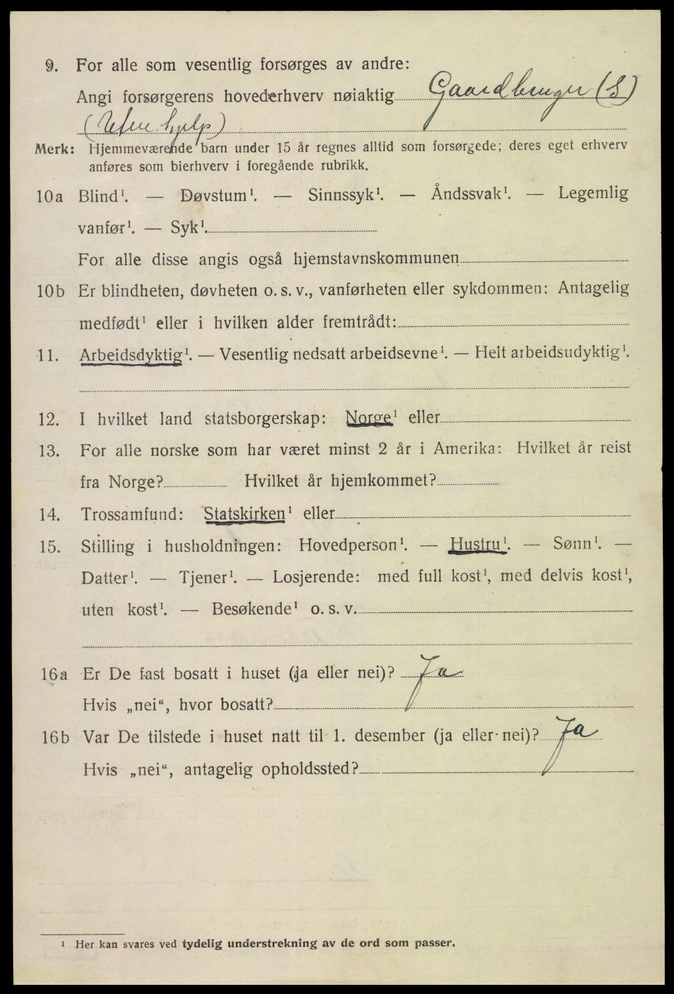 SAK, 1920 census for Iveland, 1920, p. 2126