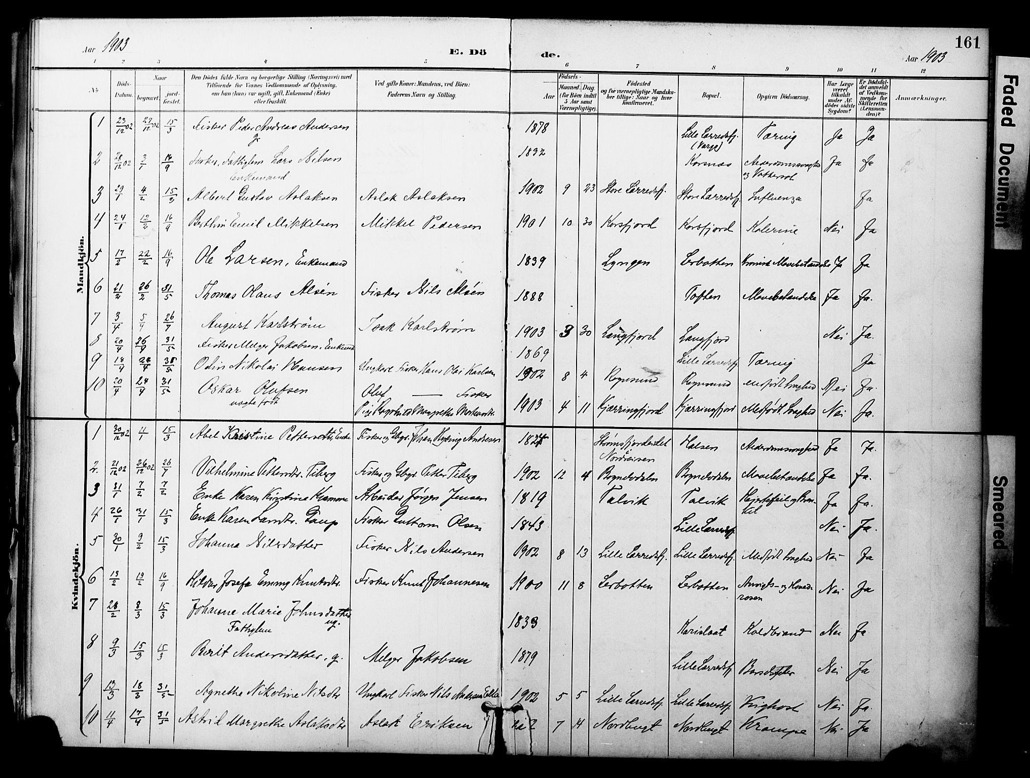 Talvik sokneprestkontor, SATØ/S-1337/H/Ha/L0014kirke: Parish register (official) no. 14, 1897-1905, p. 161