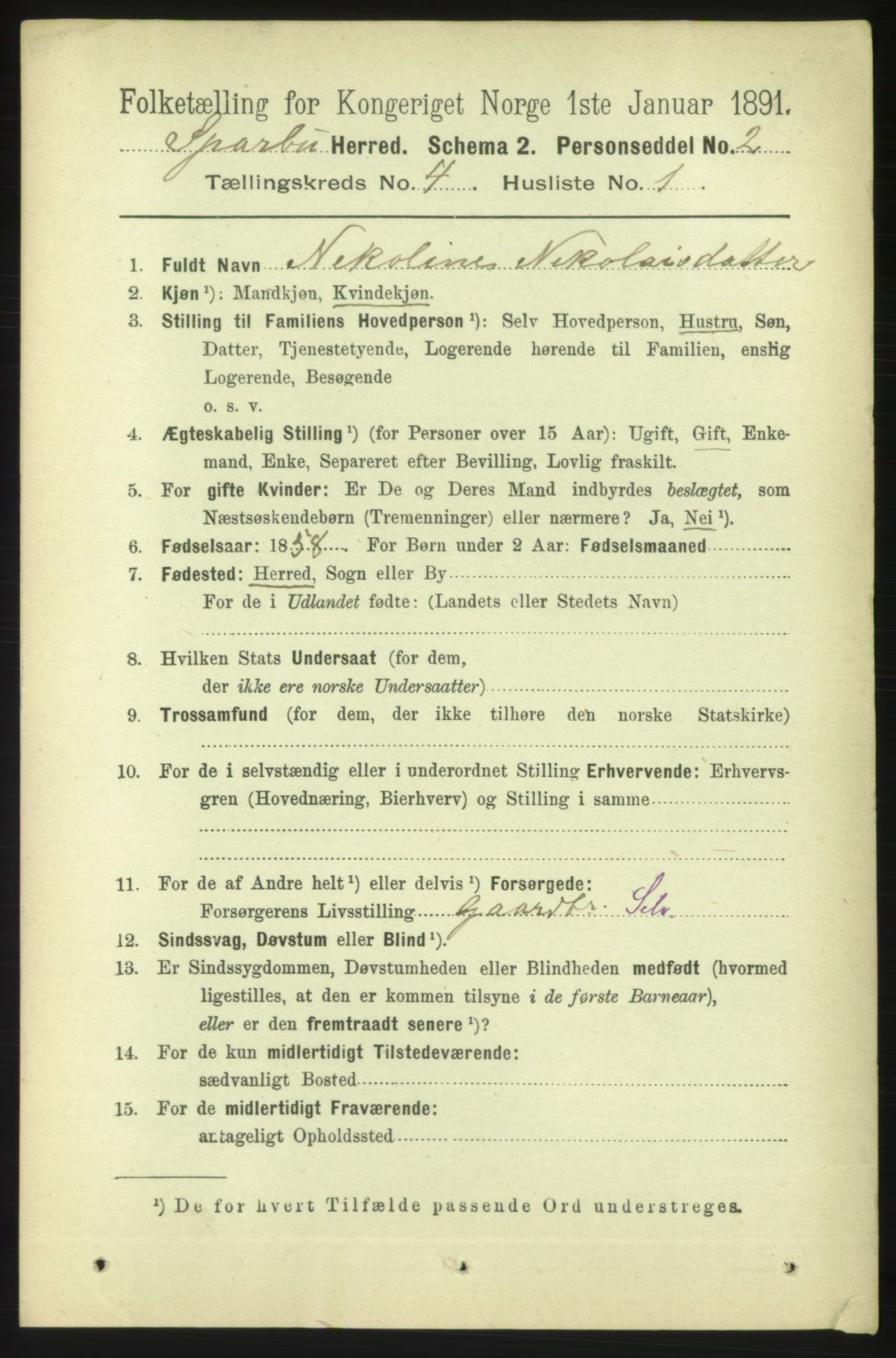 RA, 1891 census for 1731 Sparbu, 1891, p. 1363