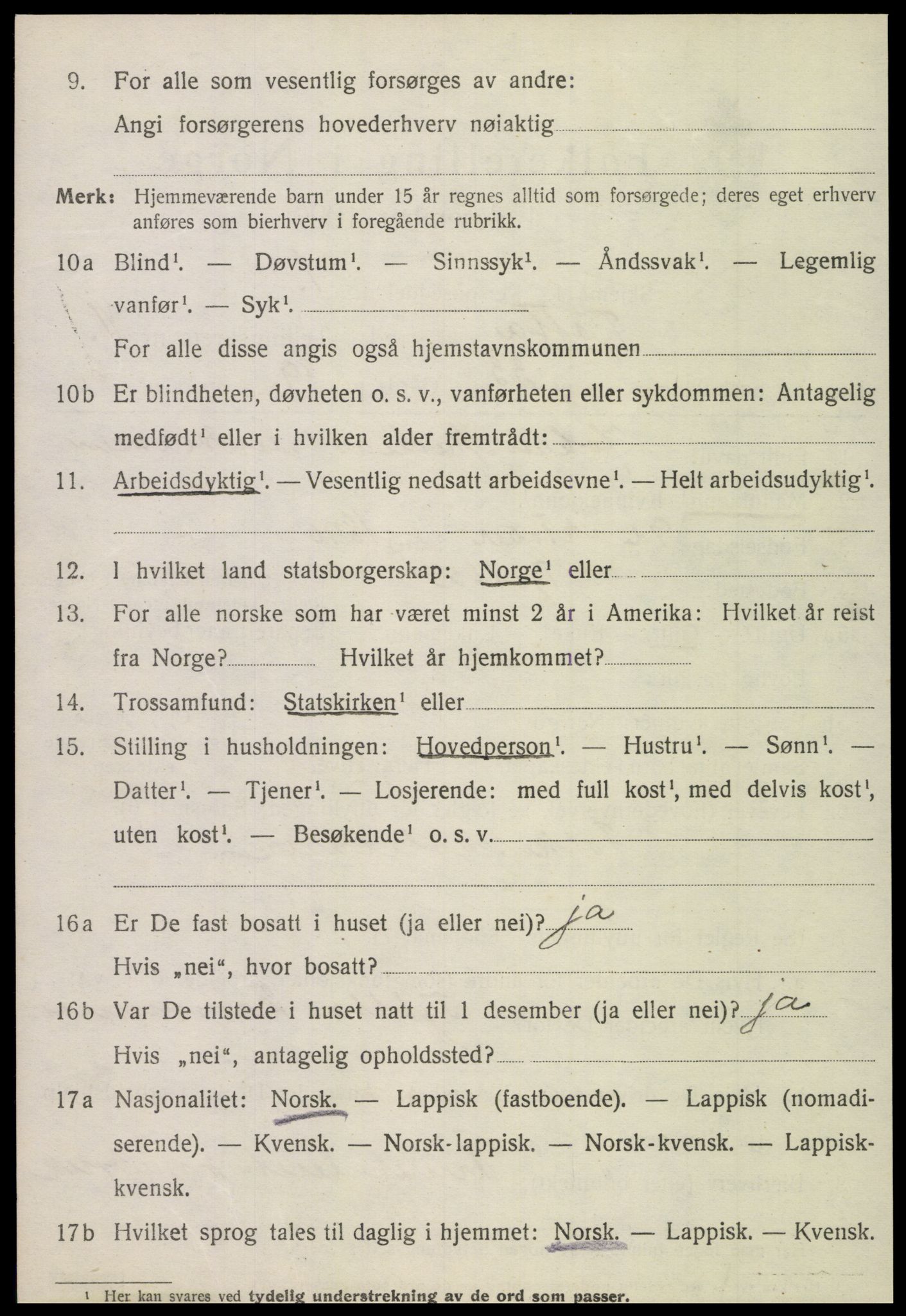 SAT, 1920 census for Tjøtta, 1920, p. 4698