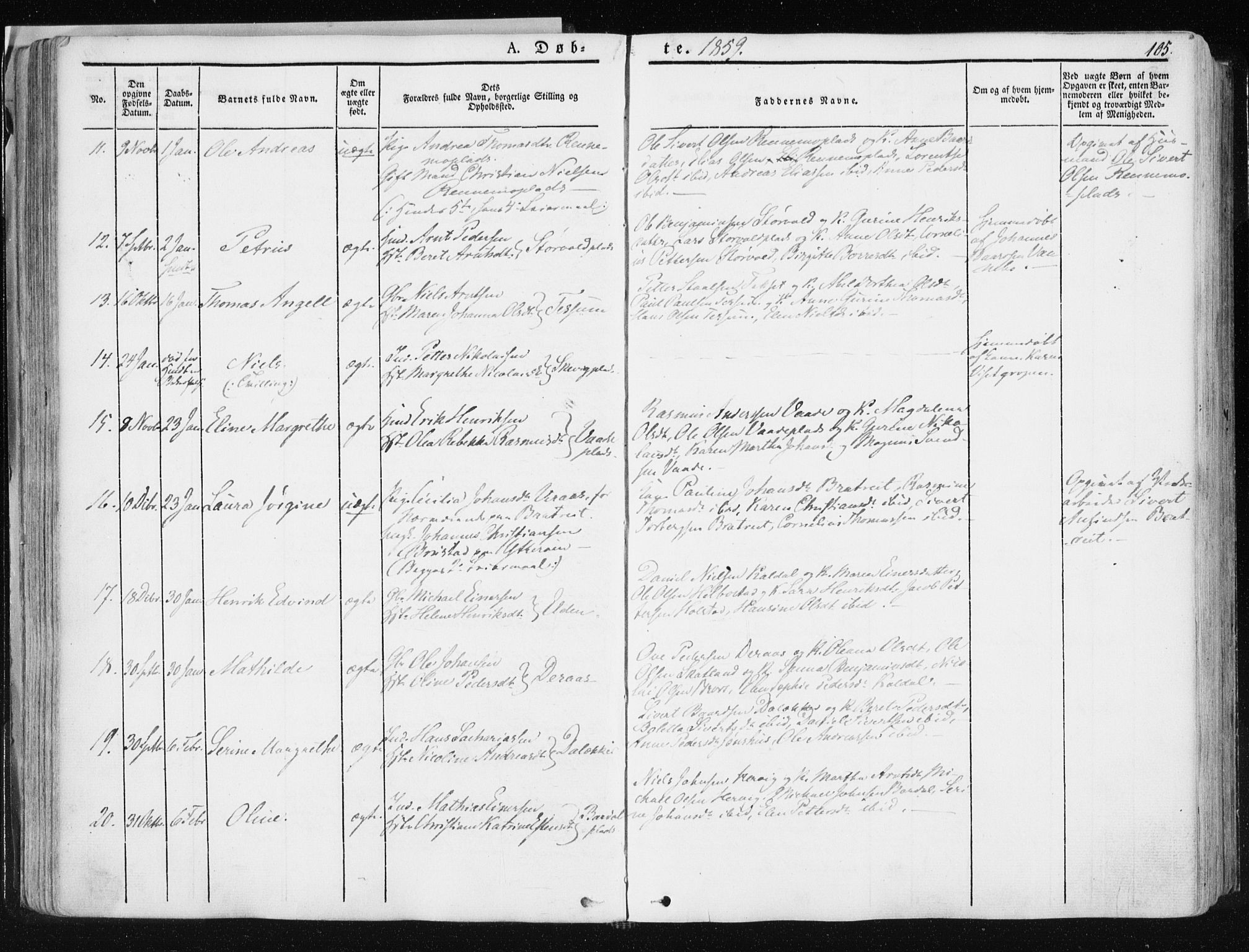 Ministerialprotokoller, klokkerbøker og fødselsregistre - Nord-Trøndelag, SAT/A-1458/741/L0393: Parish register (official) no. 741A07, 1849-1863, p. 105