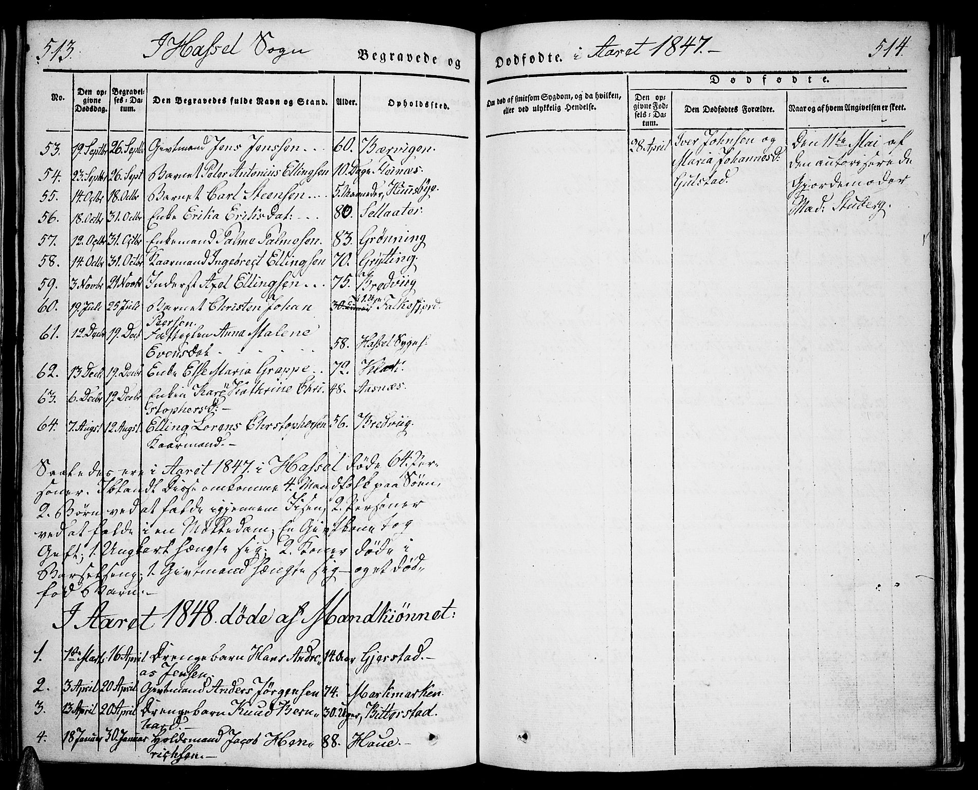 Ministerialprotokoller, klokkerbøker og fødselsregistre - Nordland, AV/SAT-A-1459/888/L1239: Parish register (official) no. 888A06 /1, 1837-1849, p. 513-514