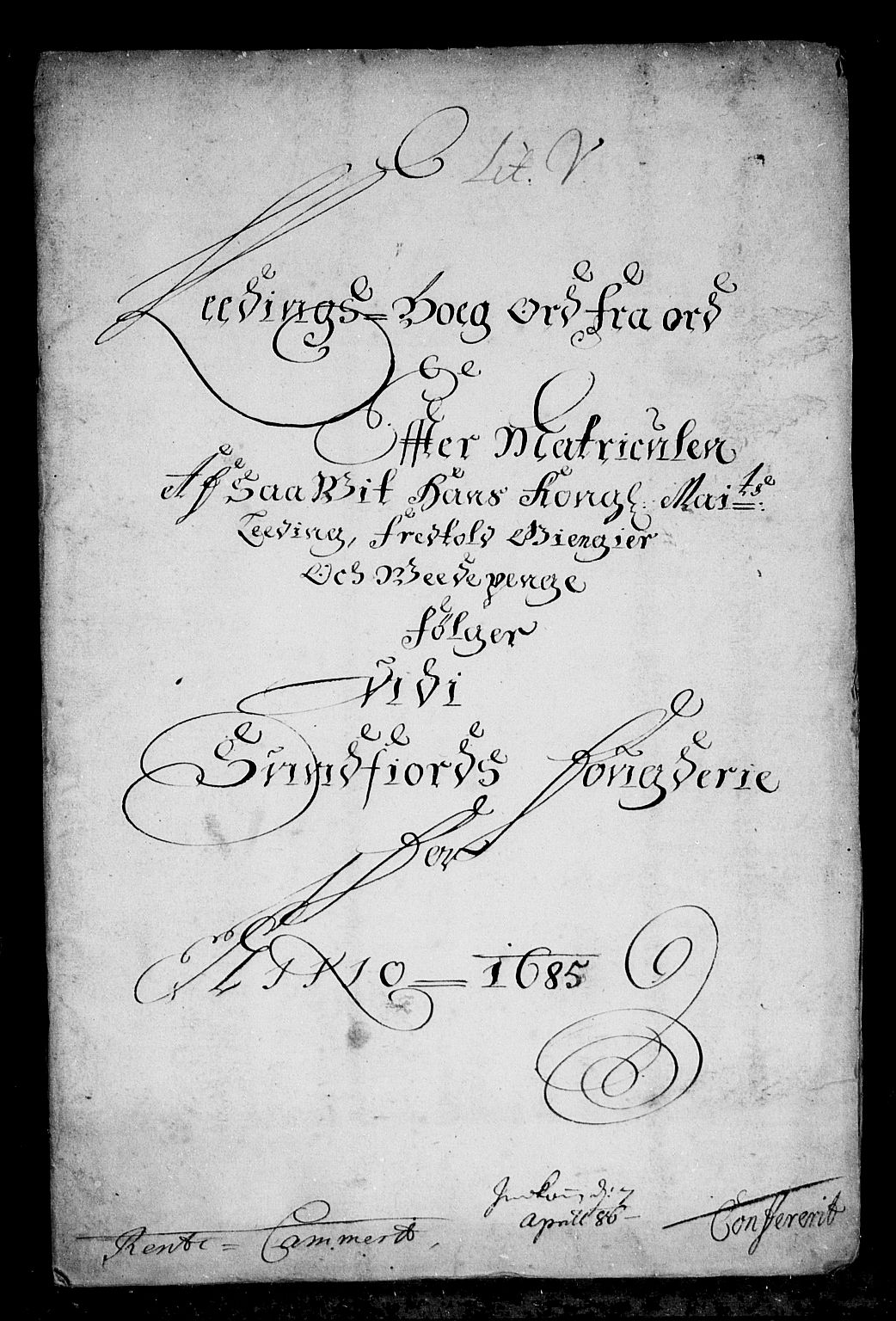 Rentekammeret inntil 1814, Reviderte regnskaper, Stiftamtstueregnskaper, Bergen stiftamt, AV/RA-EA-6043/R/Rc/L0077: Bergen stiftamt, 1685