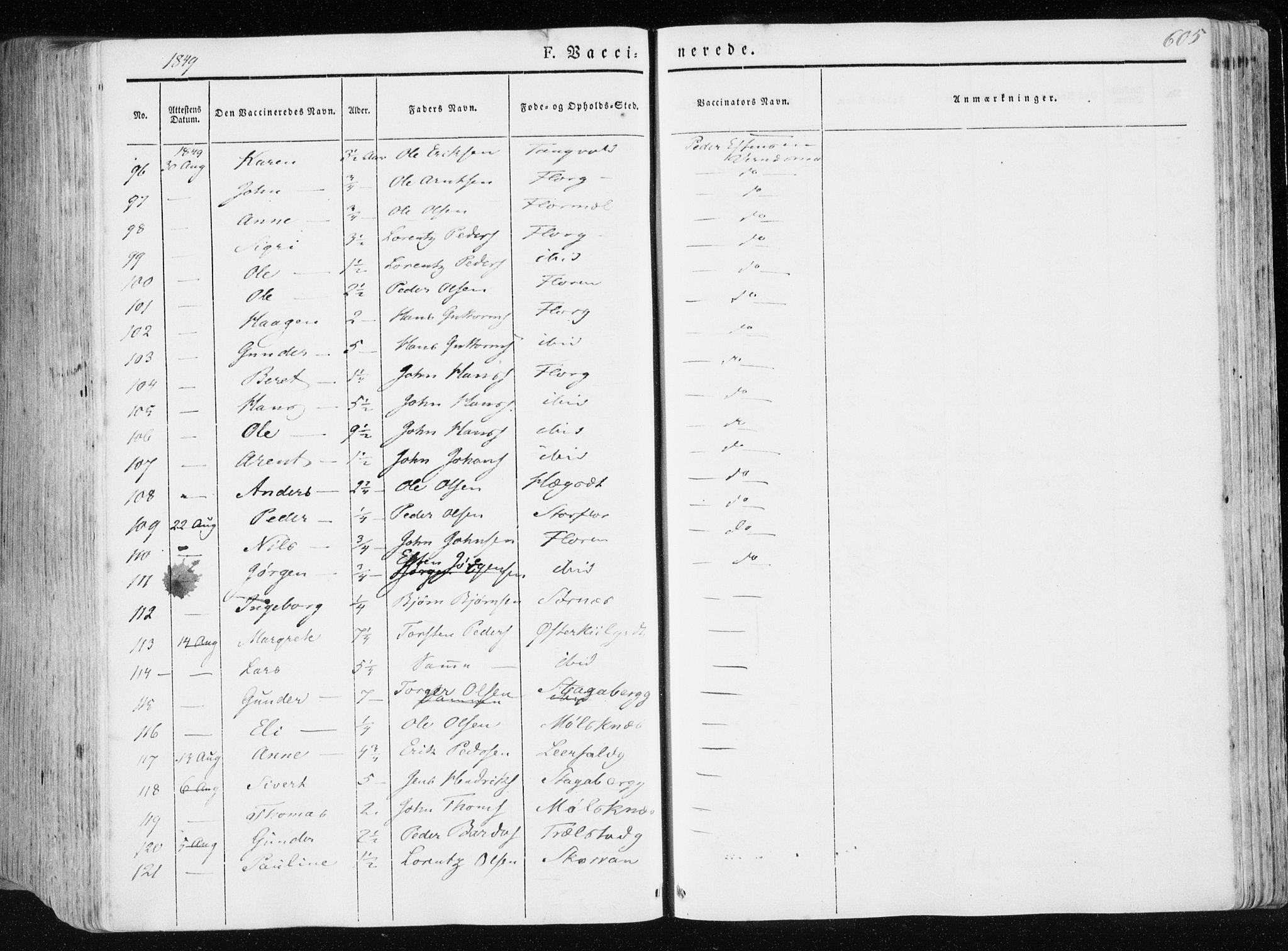 Ministerialprotokoller, klokkerbøker og fødselsregistre - Nord-Trøndelag, AV/SAT-A-1458/709/L0074: Parish register (official) no. 709A14, 1845-1858, p. 605