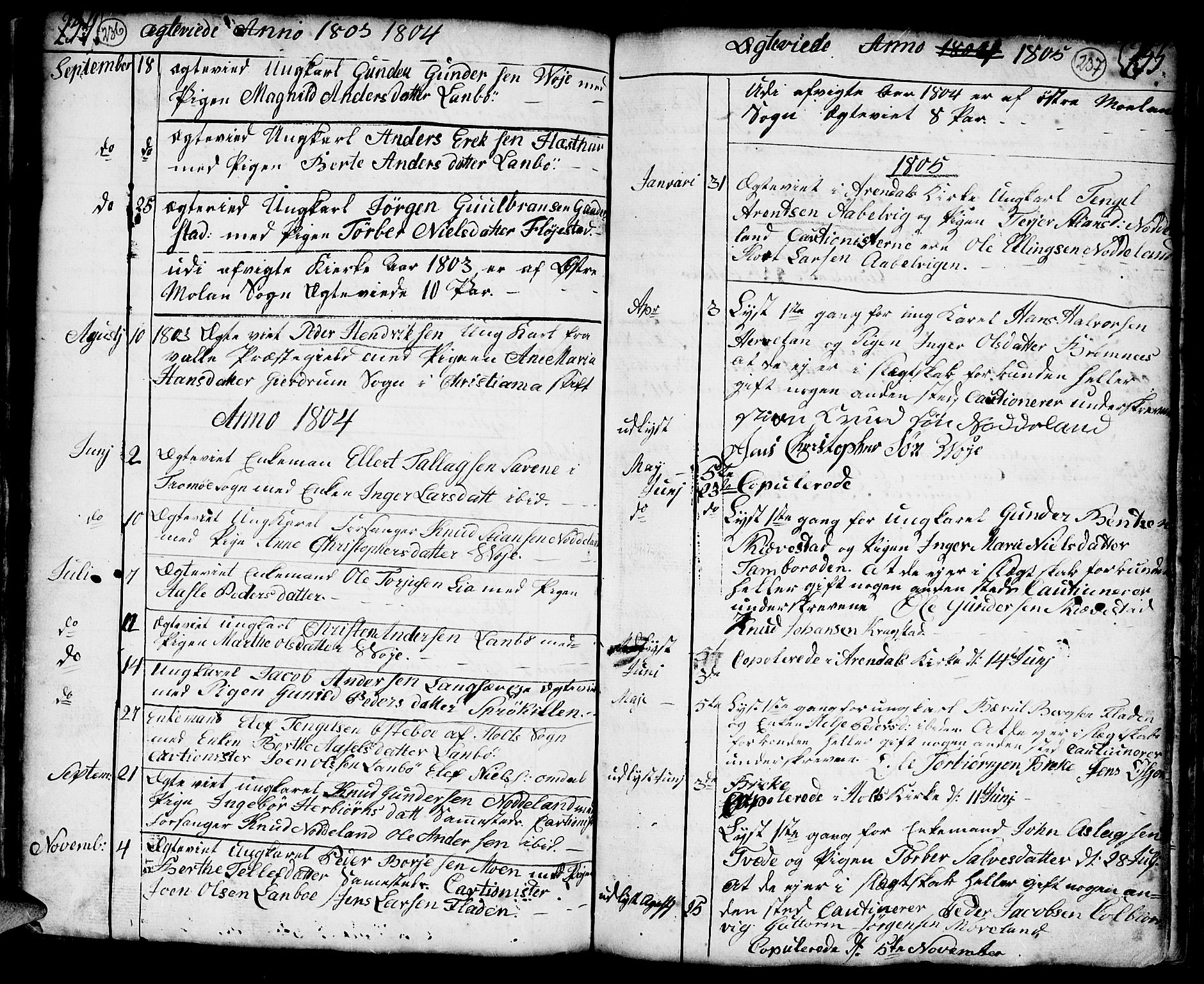 Austre Moland sokneprestkontor, AV/SAK-1111-0001/F/Fa/Faa/L0002: Parish register (official) no. A 2, 1747-1808, p. 236-237