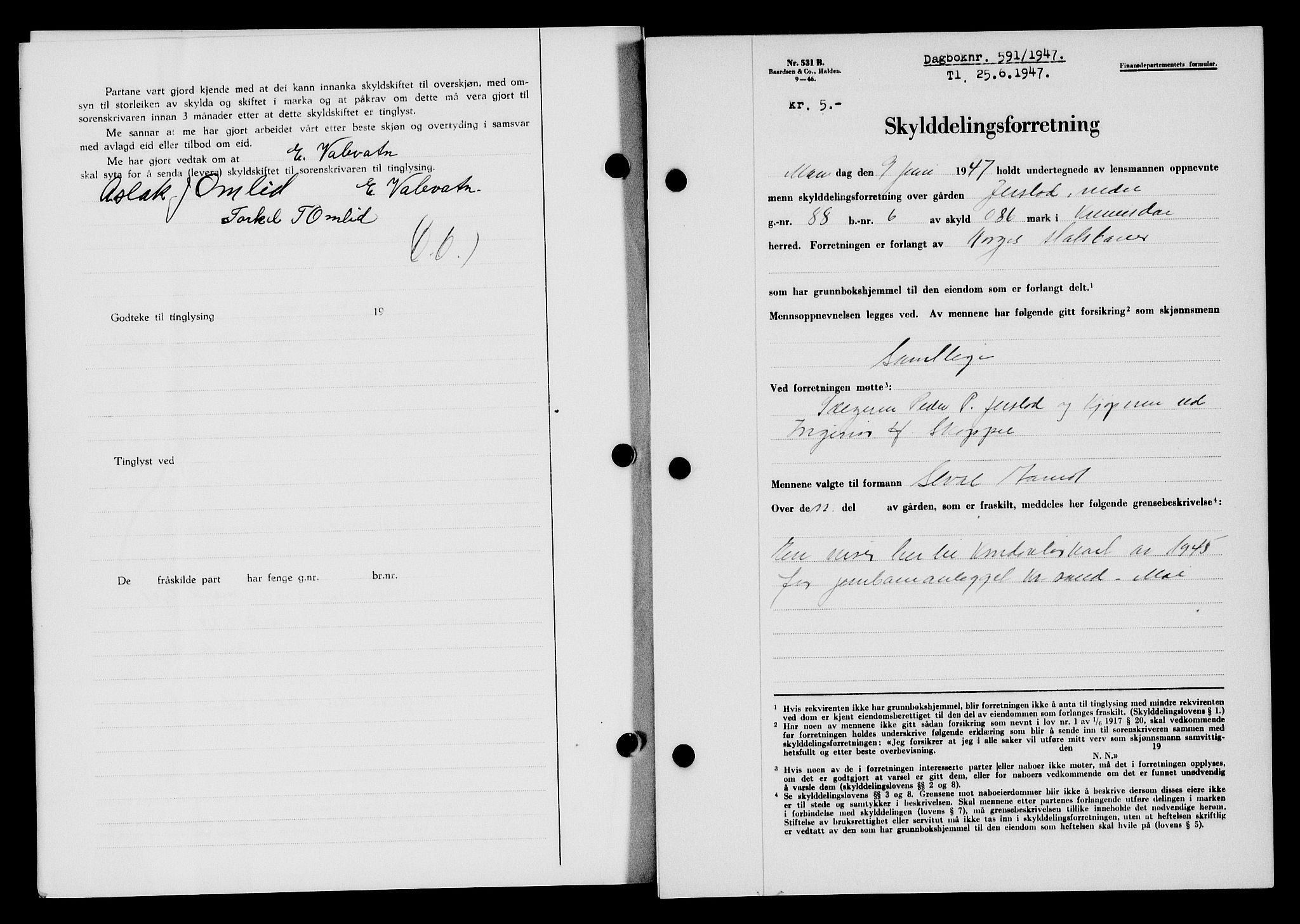 Flekkefjord sorenskriveri, SAK/1221-0001/G/Gb/Gba/L0062: Mortgage book no. A-10, 1947-1947, Diary no: : 591/1947