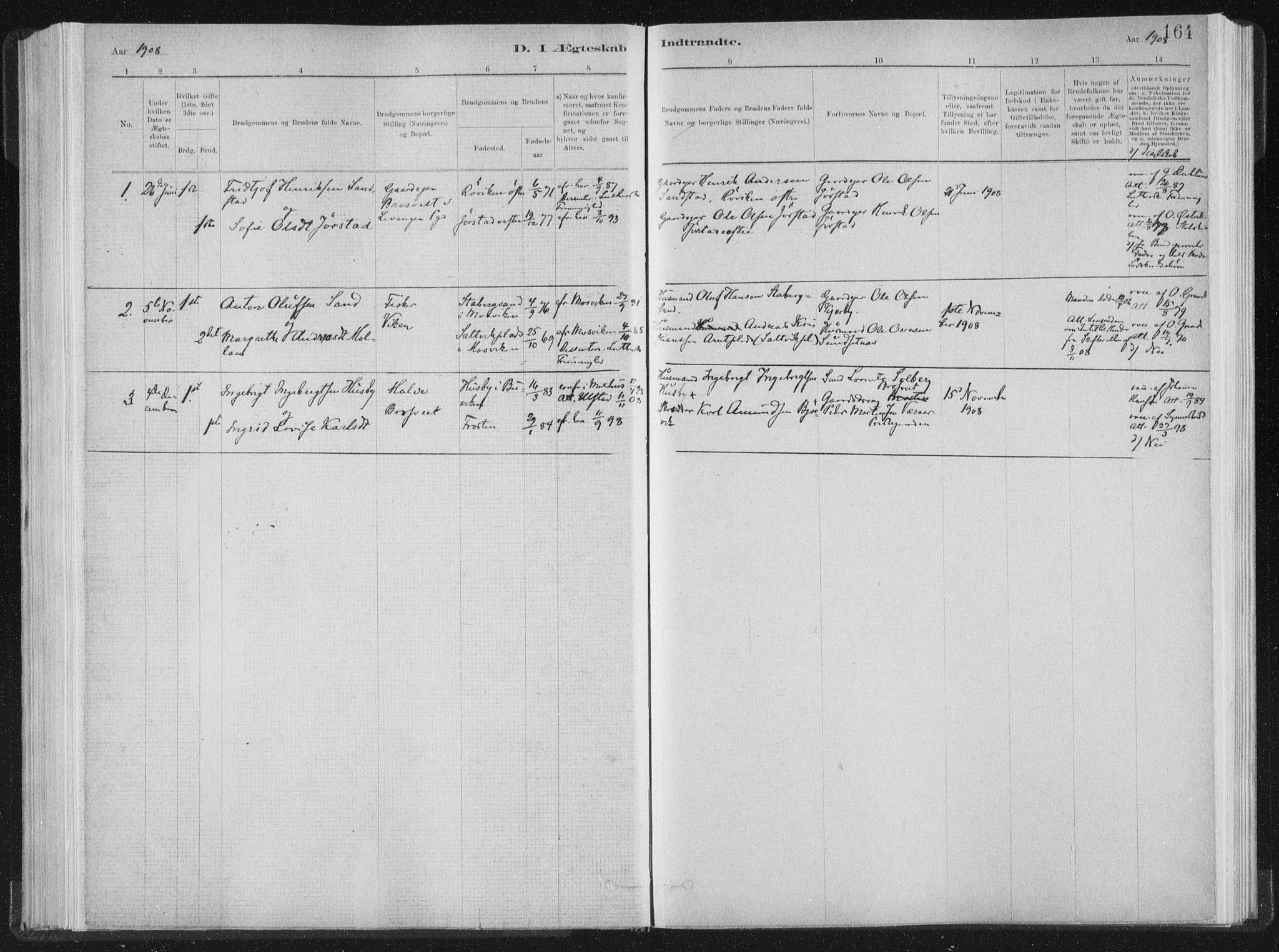 Ministerialprotokoller, klokkerbøker og fødselsregistre - Nord-Trøndelag, SAT/A-1458/722/L0220: Parish register (official) no. 722A07, 1881-1908, p. 164