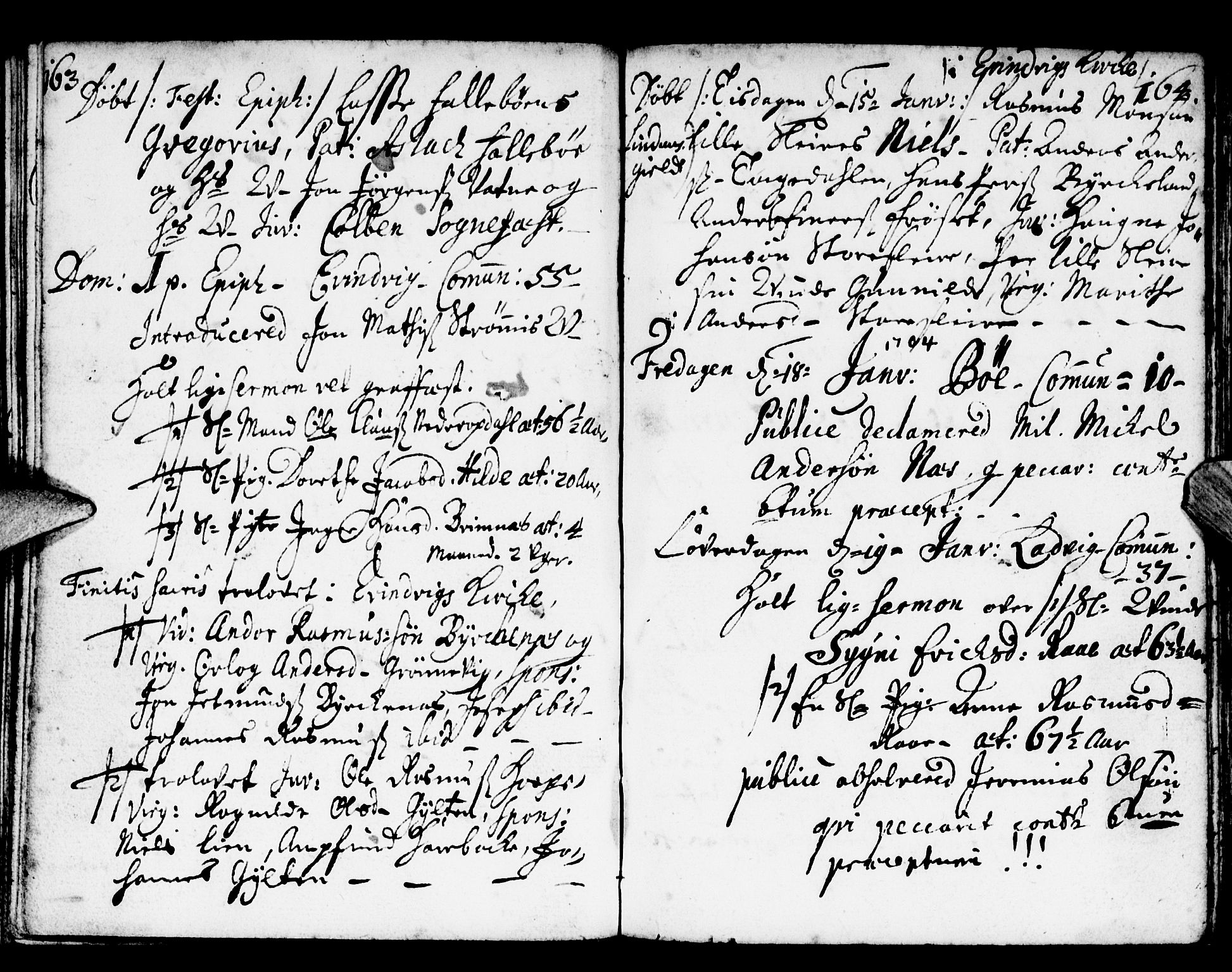 Gulen sokneprestembete, AV/SAB-A-80201/H/Haa/Haaa/L0002: Parish register (official) no. A 2, 1699-1705, p. 163-164