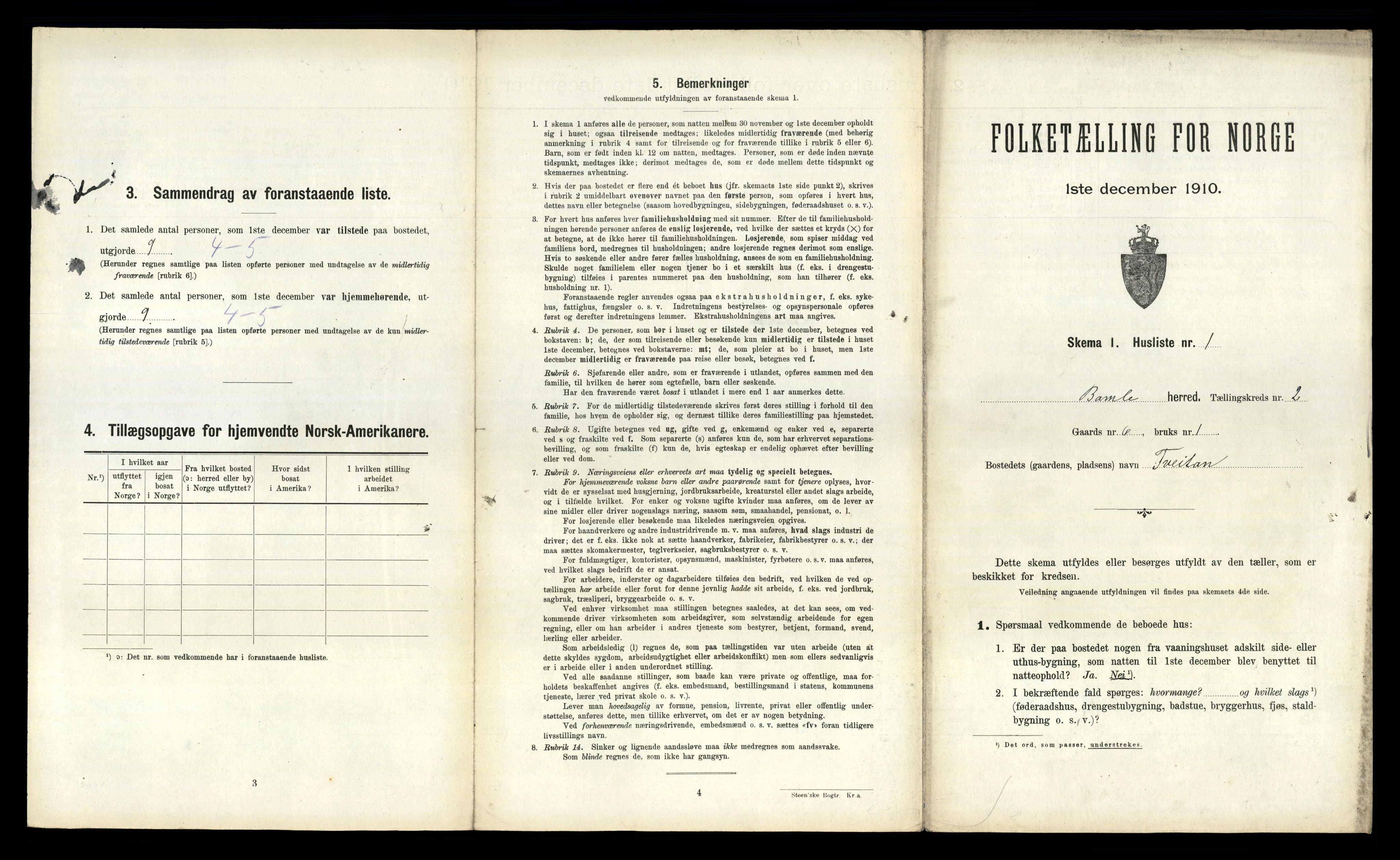 RA, 1910 census for Bamble, 1910, p. 362