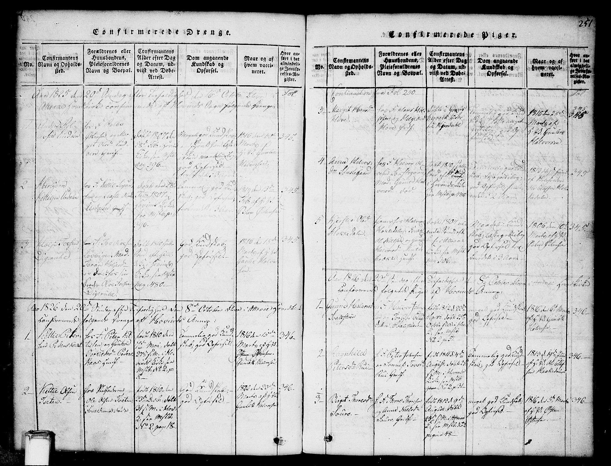 Gransherad kirkebøker, SAKO/A-267/G/Gb/L0001: Parish register (copy) no. II 1, 1815-1860, p. 251