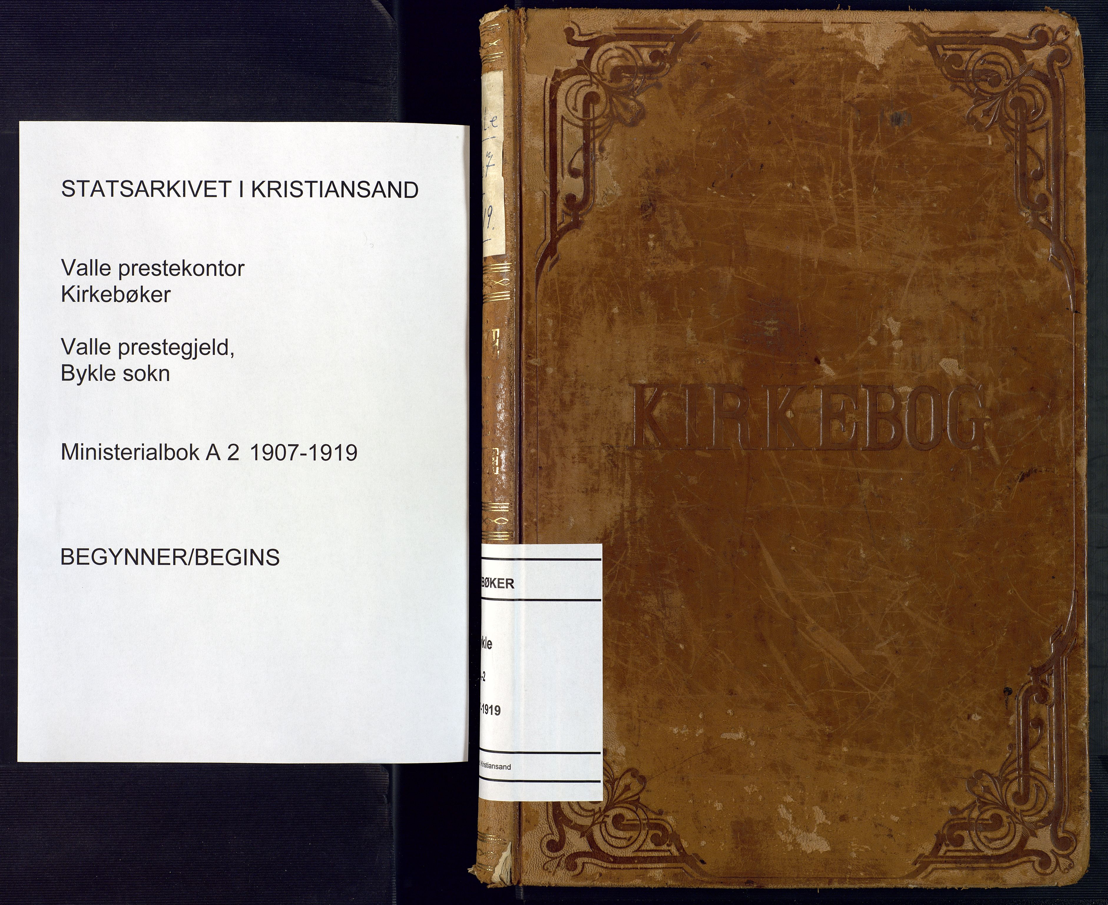 Valle sokneprestkontor, AV/SAK-1111-0044/F/Fa/Faa/L0002: Parish register (official) no. A 2, 1907-1919
