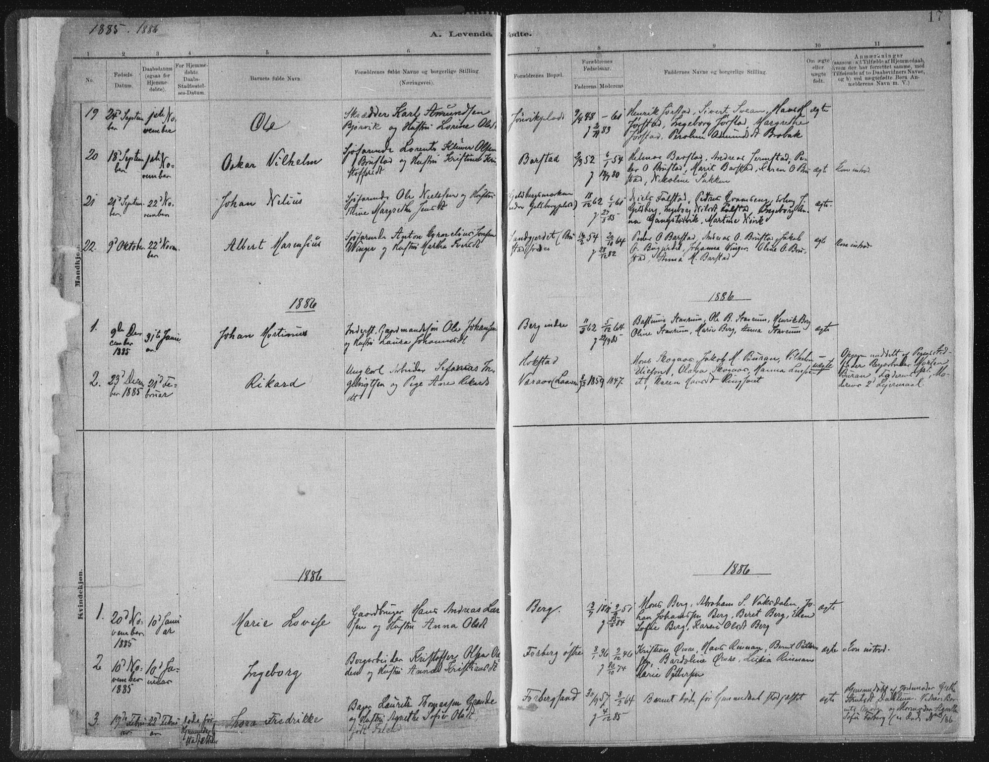 Ministerialprotokoller, klokkerbøker og fødselsregistre - Nord-Trøndelag, SAT/A-1458/722/L0220: Parish register (official) no. 722A07, 1881-1908, p. 17
