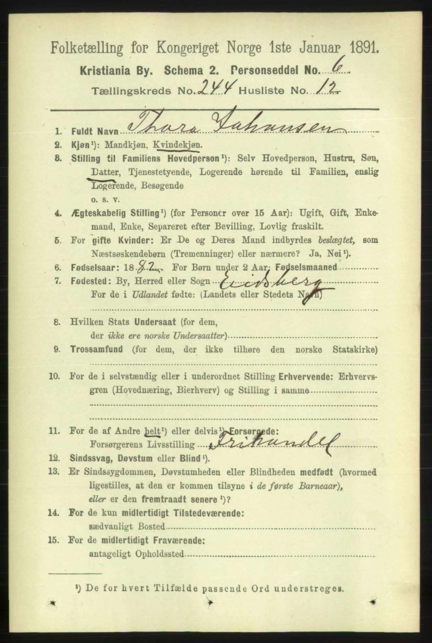 RA, 1891 census for 0301 Kristiania, 1891, p. 148796