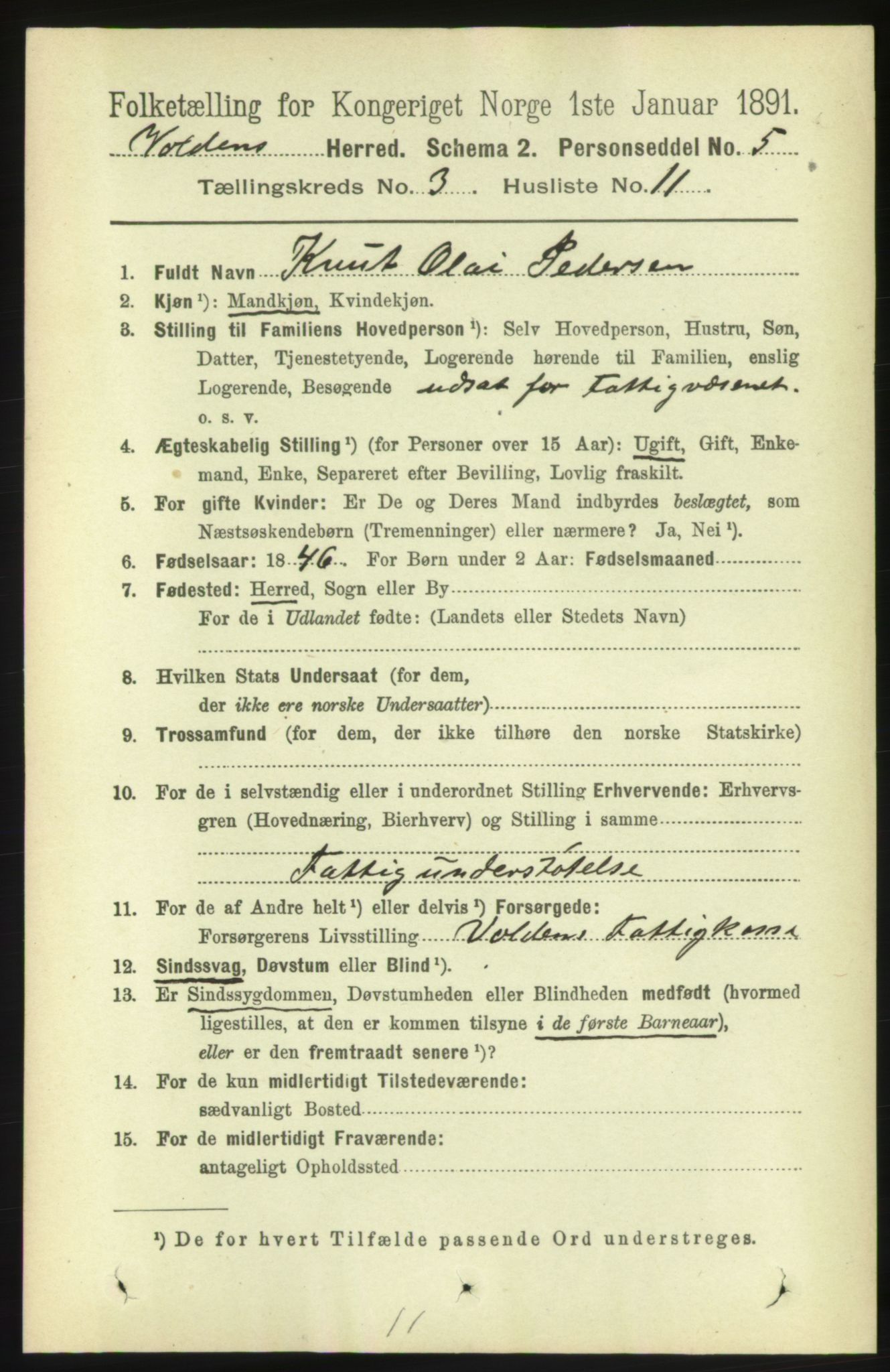 RA, 1891 census for 1519 Volda, 1891, p. 1712