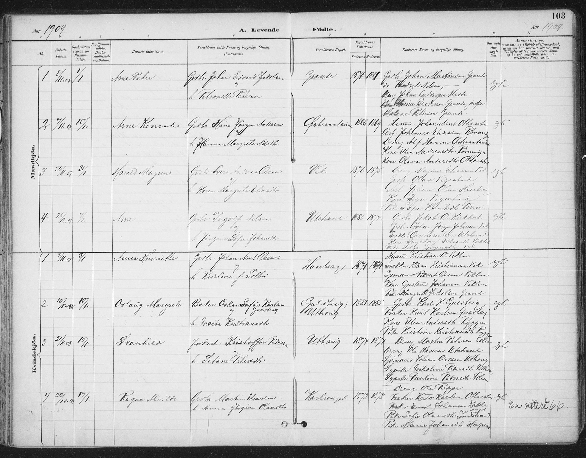 Ministerialprotokoller, klokkerbøker og fødselsregistre - Sør-Trøndelag, SAT/A-1456/659/L0743: Parish register (official) no. 659A13, 1893-1910, p. 103
