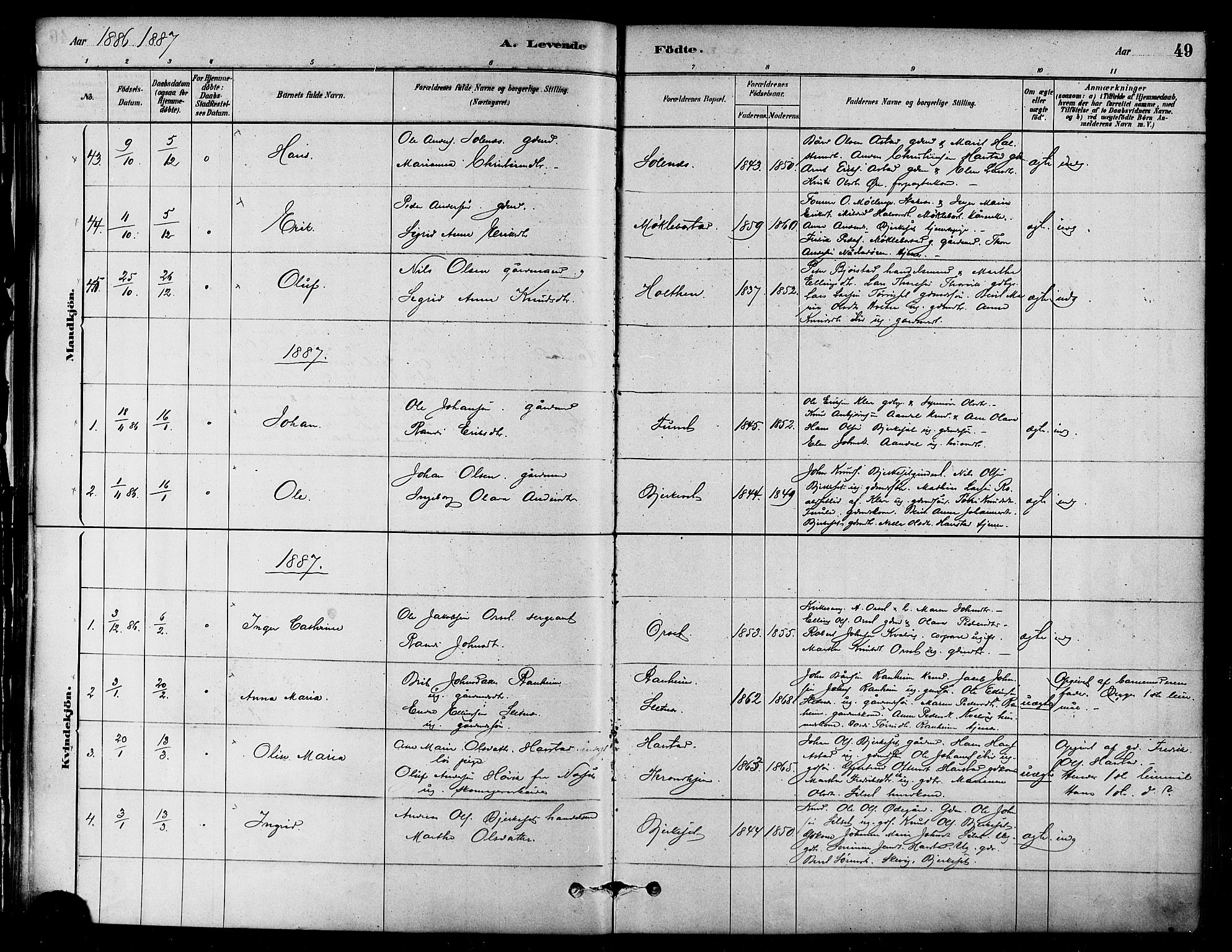 Ministerialprotokoller, klokkerbøker og fødselsregistre - Møre og Romsdal, SAT/A-1454/584/L0967: Parish register (official) no. 584A07, 1879-1894, p. 49