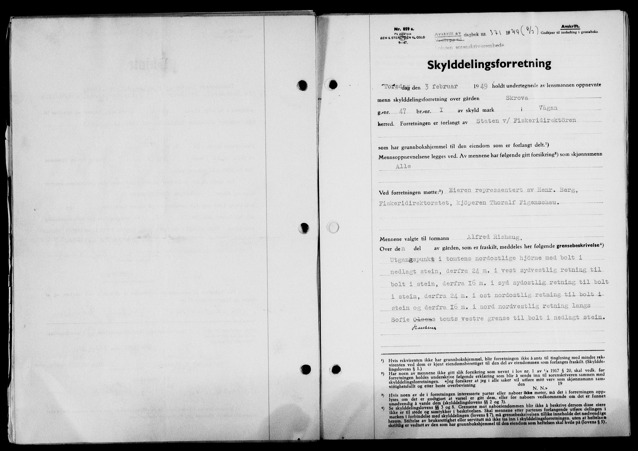 Lofoten sorenskriveri, SAT/A-0017/1/2/2C/L0020a: Mortgage book no. 20a, 1948-1949, Diary no: : 371/1949