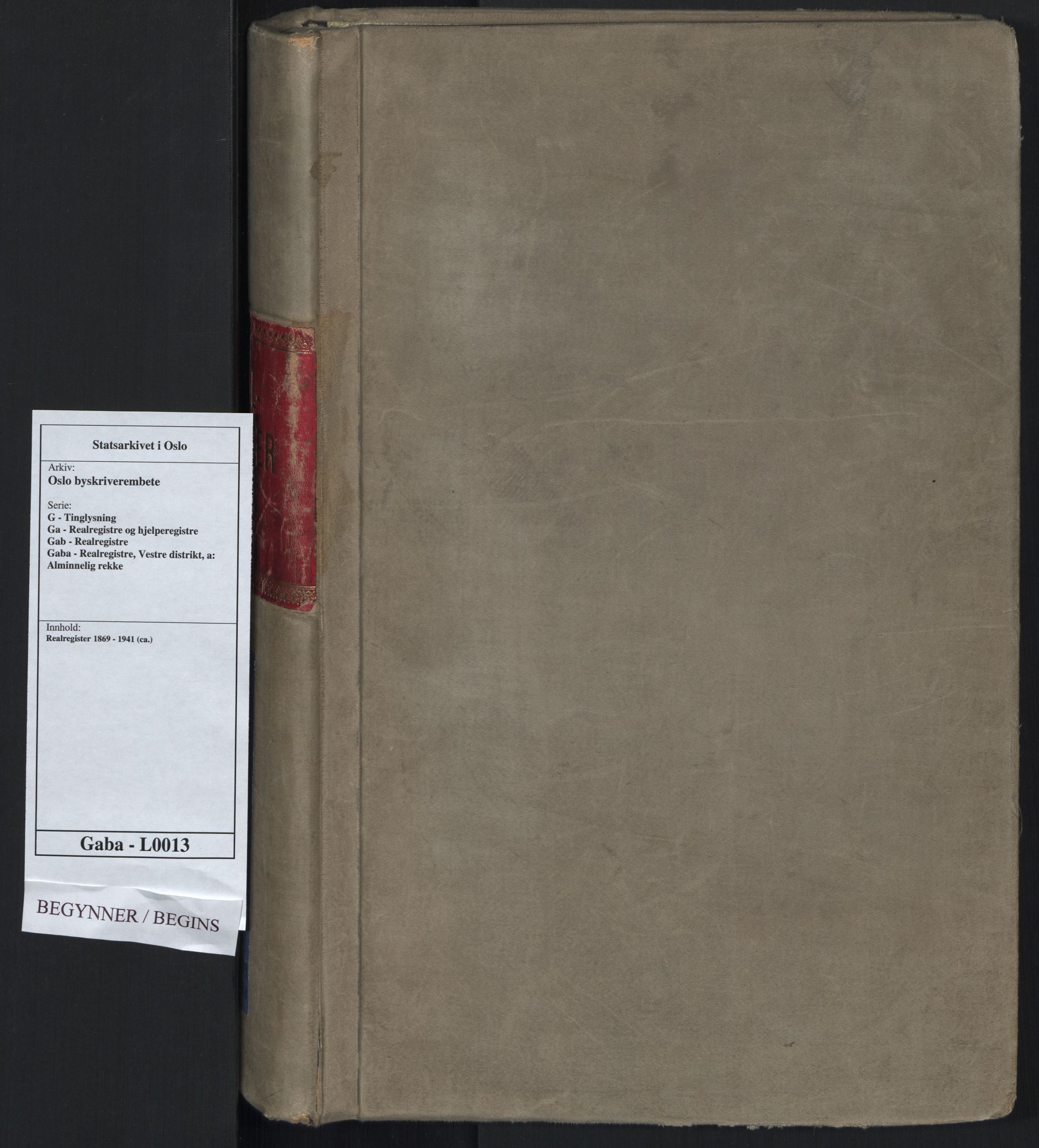 Oslo byskriverembete, AV/SAO-A-10227/G/Ga/Gab/Gaba/L0013: Mortgage register no. 13, 1869-1941