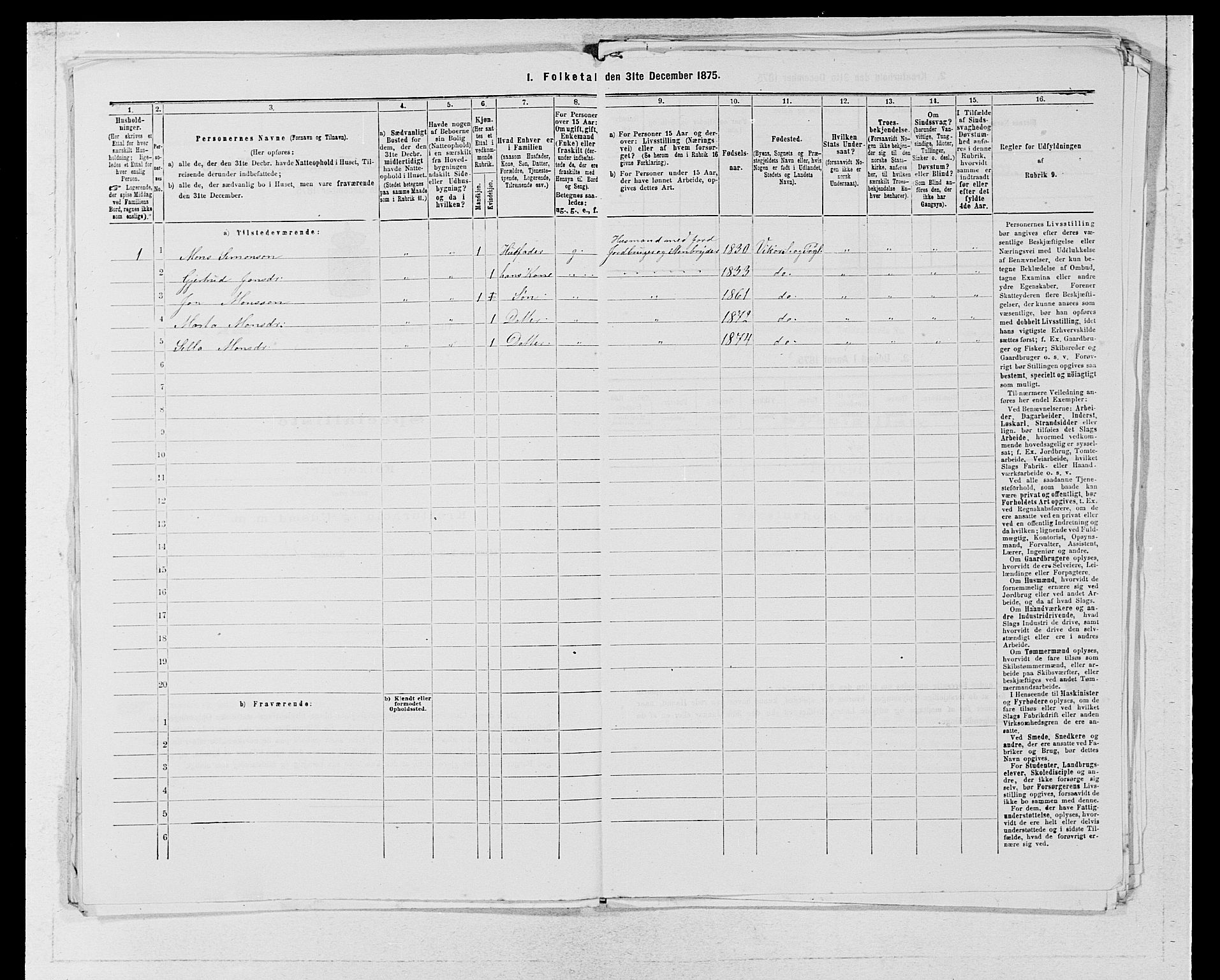 SAB, 1875 census for 1238P Vikør, 1875, p. 352